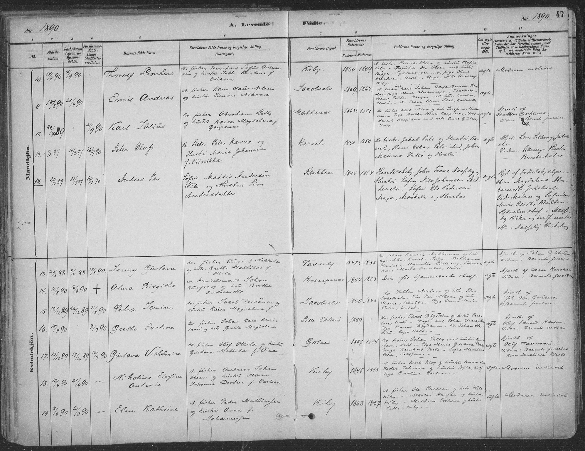 Vadsø sokneprestkontor, AV/SATØ-S-1325/H/Ha/L0009kirke: Parish register (official) no. 9, 1881-1917, p. 47