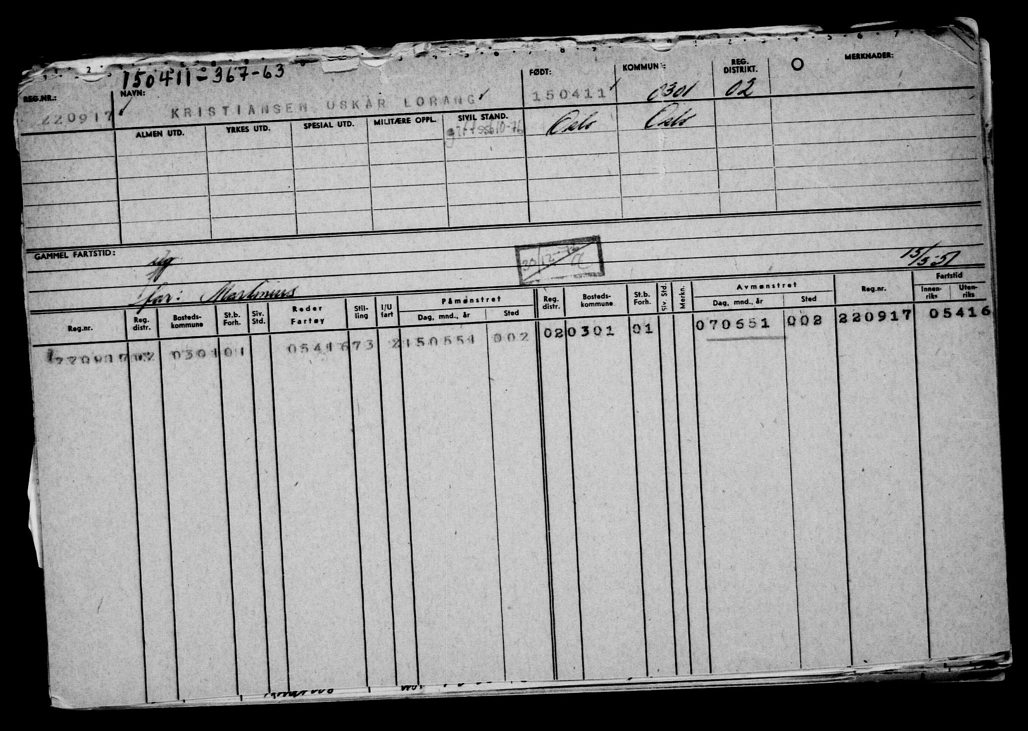 Direktoratet for sjømenn, AV/RA-S-3545/G/Gb/L0095: Hovedkort, 1911, p. 251