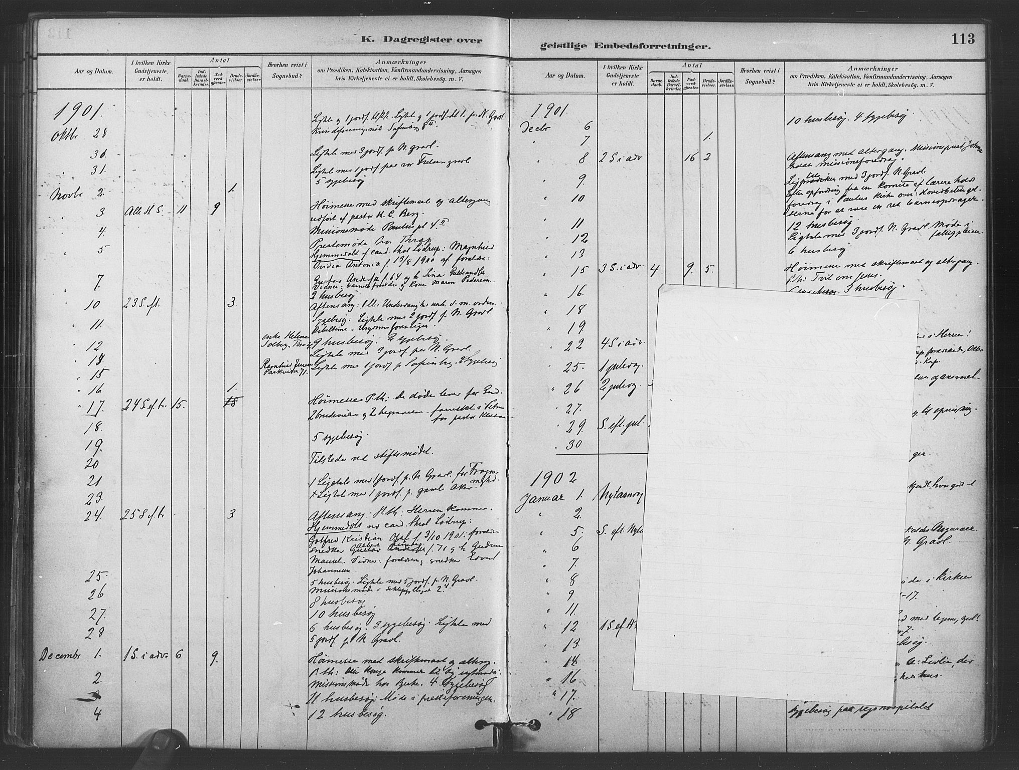 Paulus prestekontor Kirkebøker, SAO/A-10871/I/Ib/L0001: Diary records no. II 1, 1882-1910, p. 113