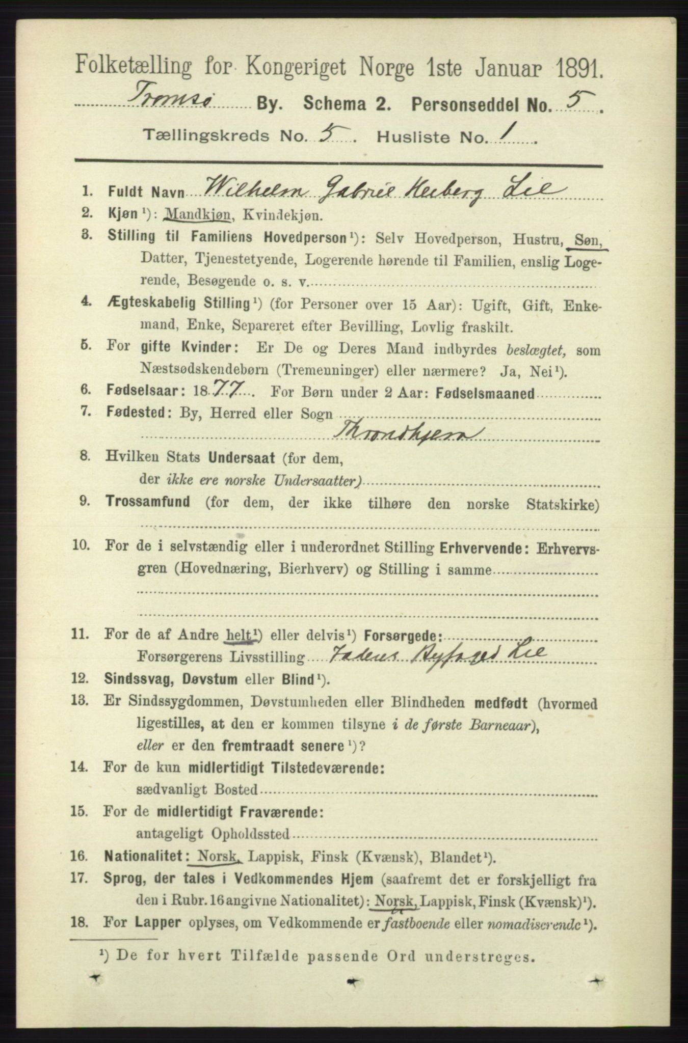 RA, 1891 census for 1902 Tromsø, 1891, p. 4855