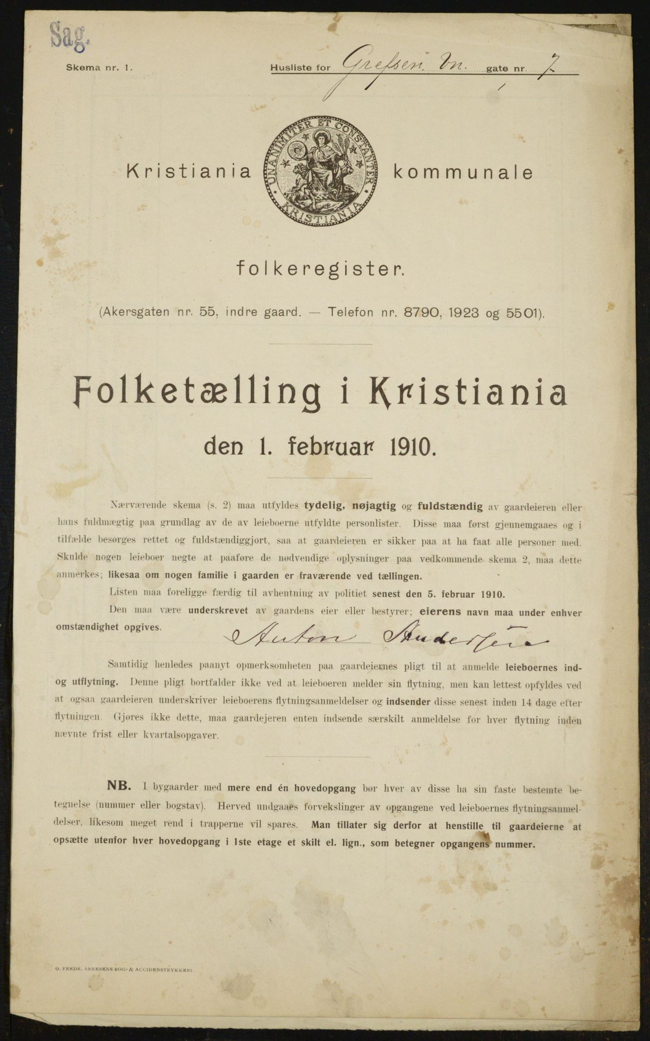 OBA, Municipal Census 1910 for Kristiania, 1910, p. 28059