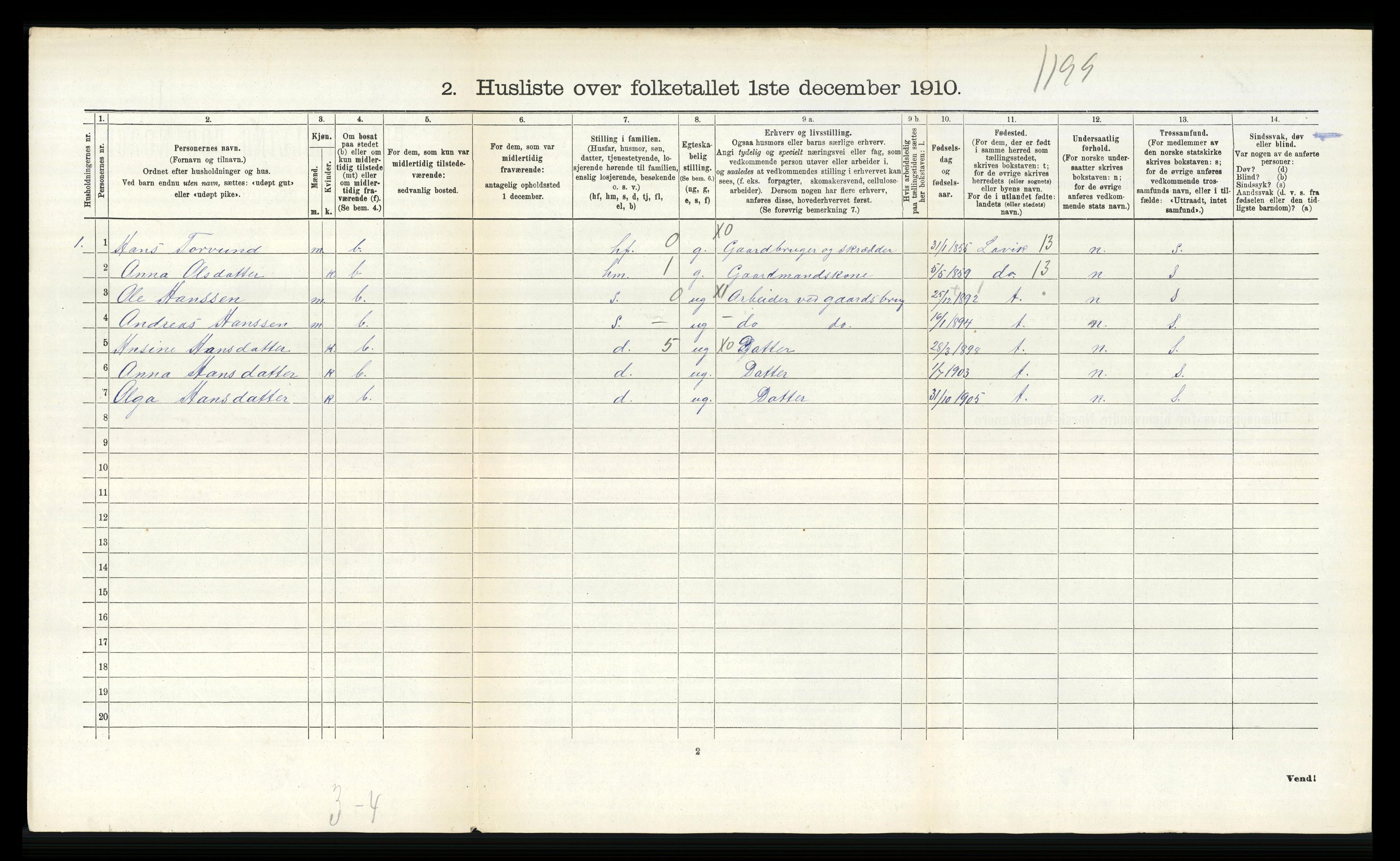 RA, 1910 census for Ytre Holmedal, 1910, p. 479