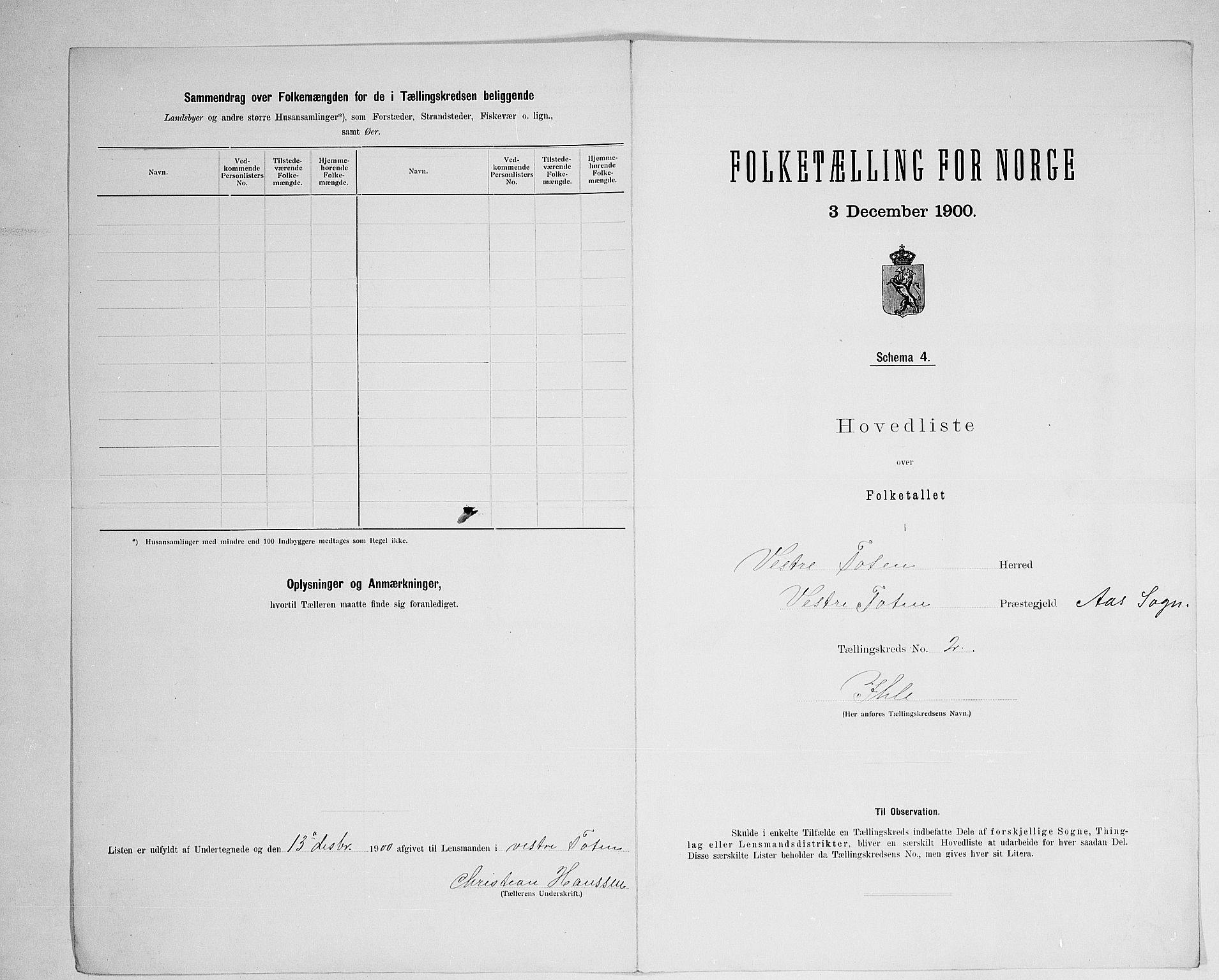 SAH, 1900 census for Vestre Toten, 1900, p. 25