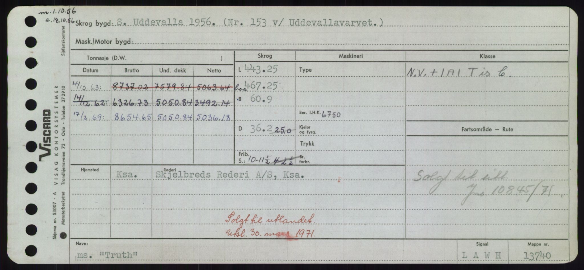 Sjøfartsdirektoratet med forløpere, Skipsmålingen, RA/S-1627/H/Hd/L0039: Fartøy, Ti-Tø, p. 697