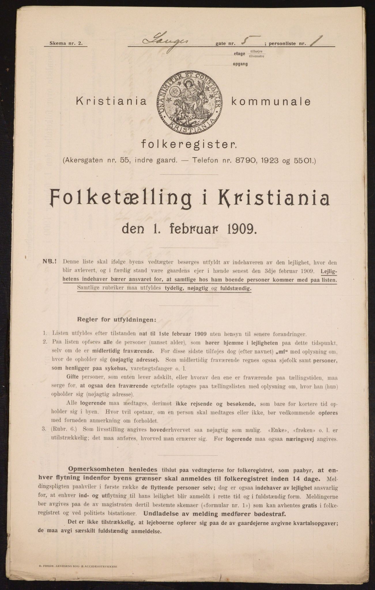 OBA, Municipal Census 1909 for Kristiania, 1909, p. 51419