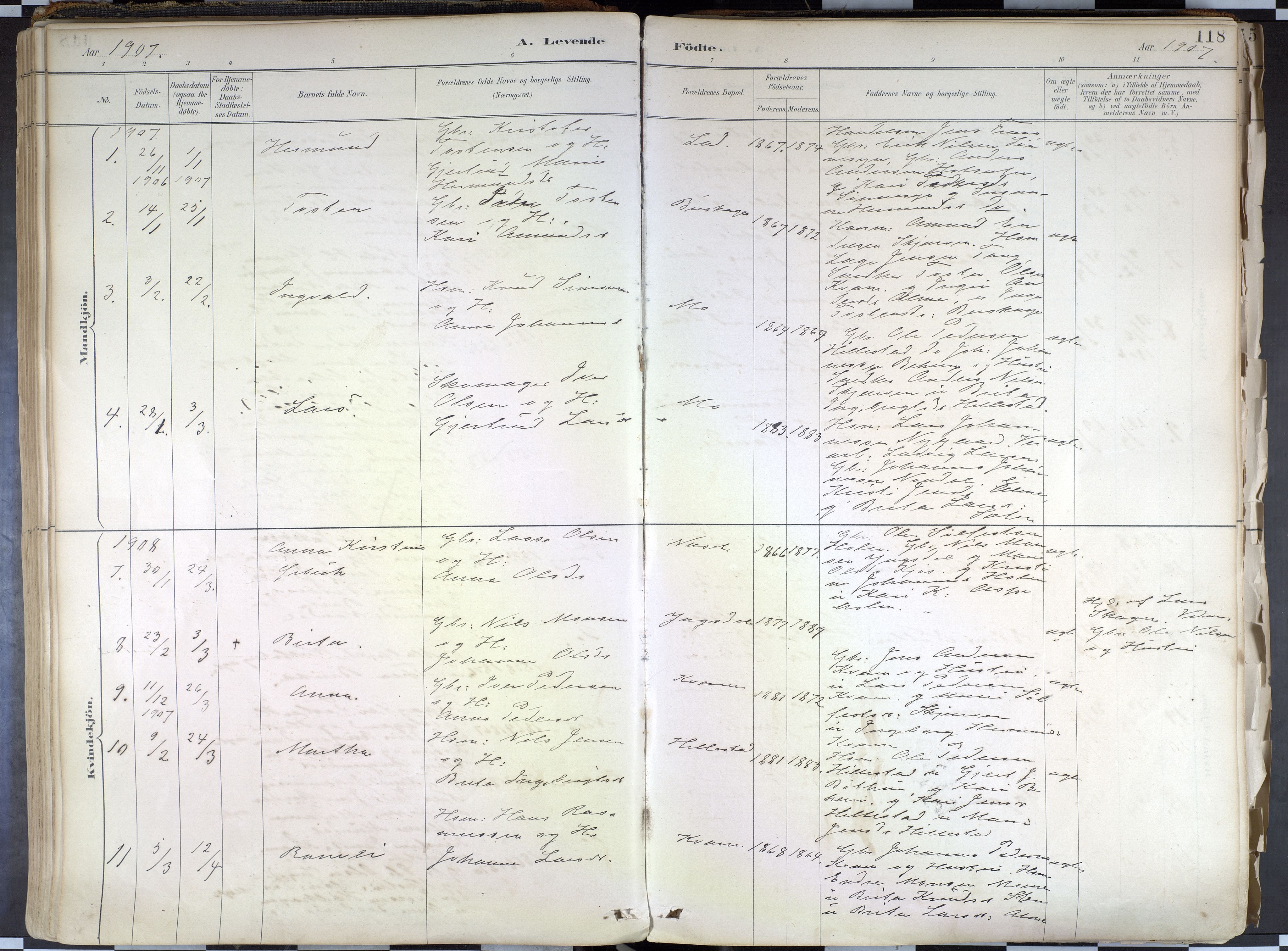 Hafslo sokneprestembete, AV/SAB-A-80301/H/Haa/Haab/L0001: Parish register (official) no. B 1, 1886-1945, p. 118