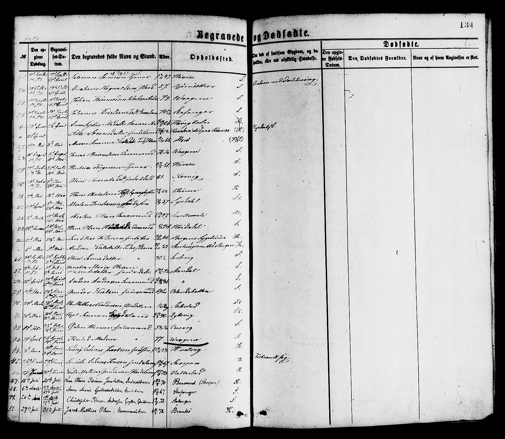Kinn sokneprestembete, SAB/A-80801/H/Haa/Haaa/L0013: Parish register (official) no. A 13, 1870-1885, p. 134