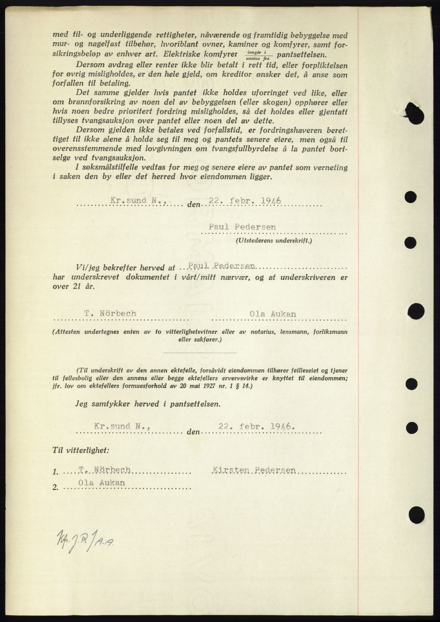 Nordmøre sorenskriveri, AV/SAT-A-4132/1/2/2Ca: Mortgage book no. B93b, 1946-1946, Diary no: : 295/1946