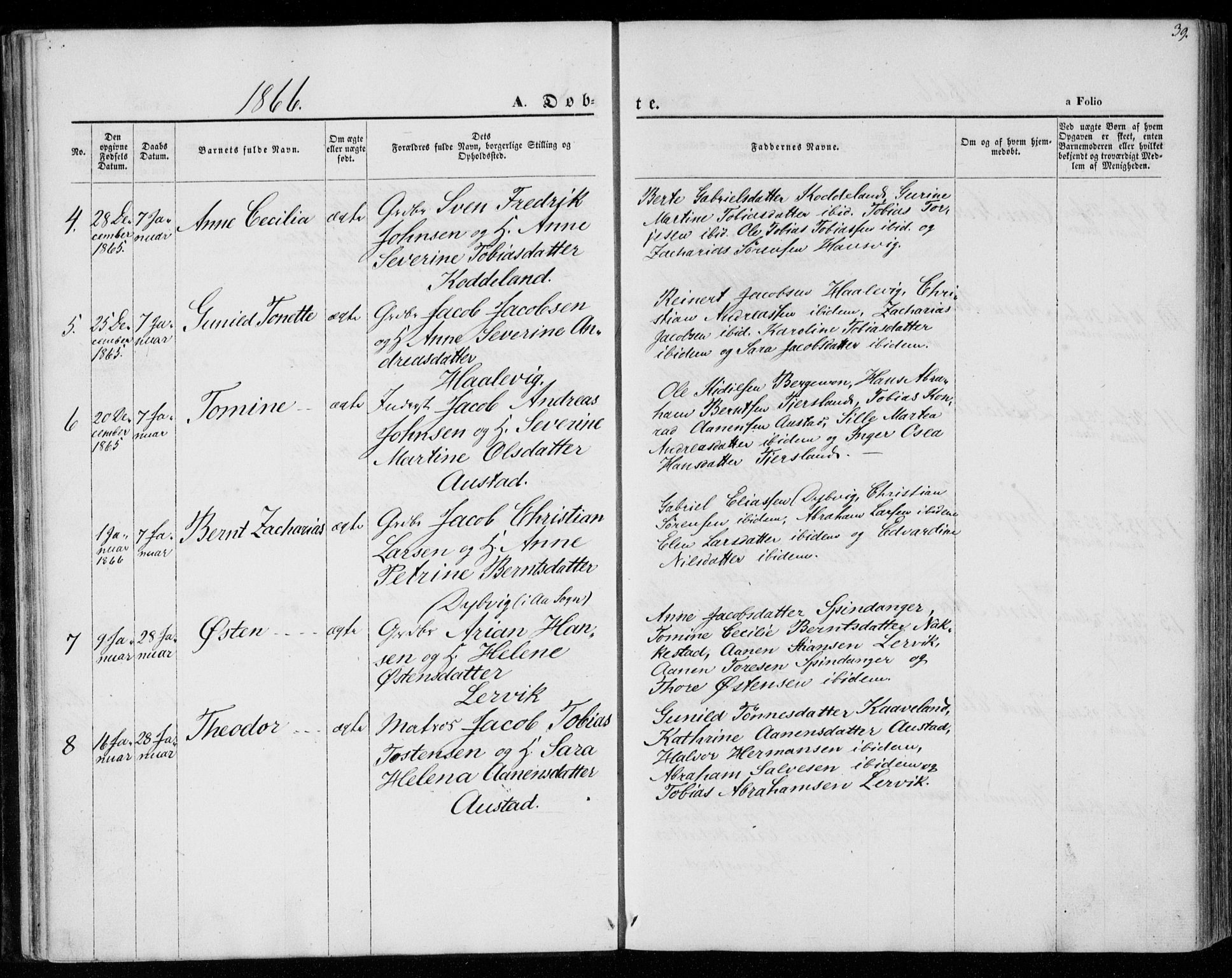 Lyngdal sokneprestkontor, AV/SAK-1111-0029/F/Fa/Faa/L0002: Parish register (official) no. A 2, 1858-1870, p. 39