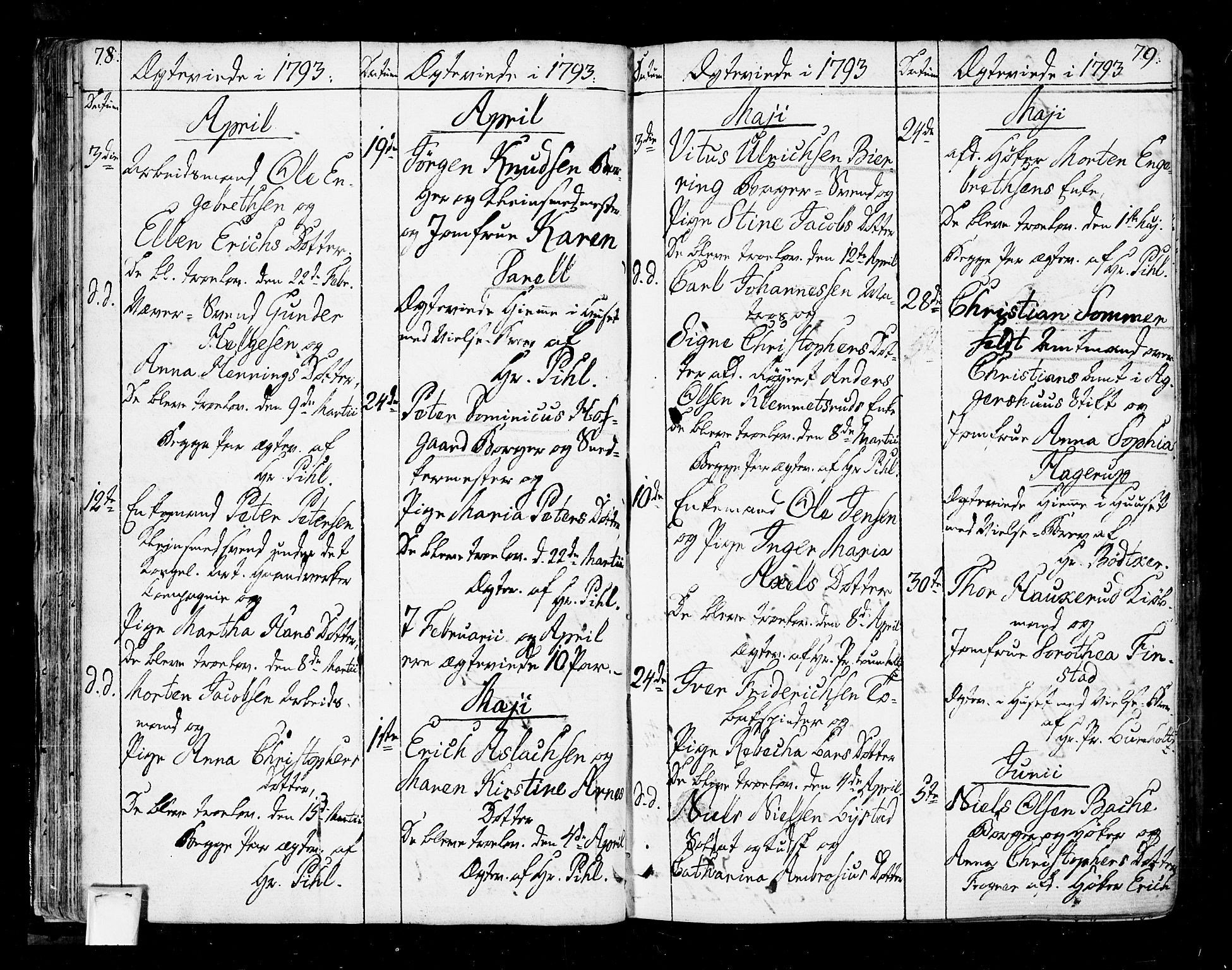 Oslo domkirke Kirkebøker, SAO/A-10752/F/Fa/L0005: Parish register (official) no. 5, 1787-1806, p. 78-79
