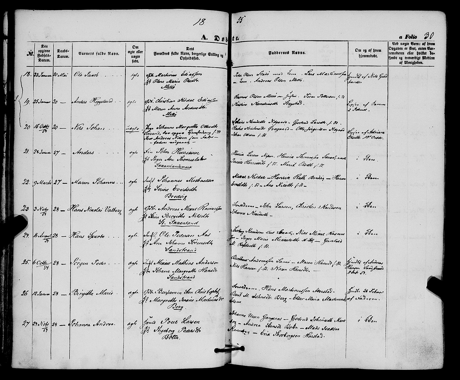 Trondenes sokneprestkontor, AV/SATØ-S-1319/H/Ha/L0011kirke: Parish register (official) no. 11, 1853-1862, p. 30