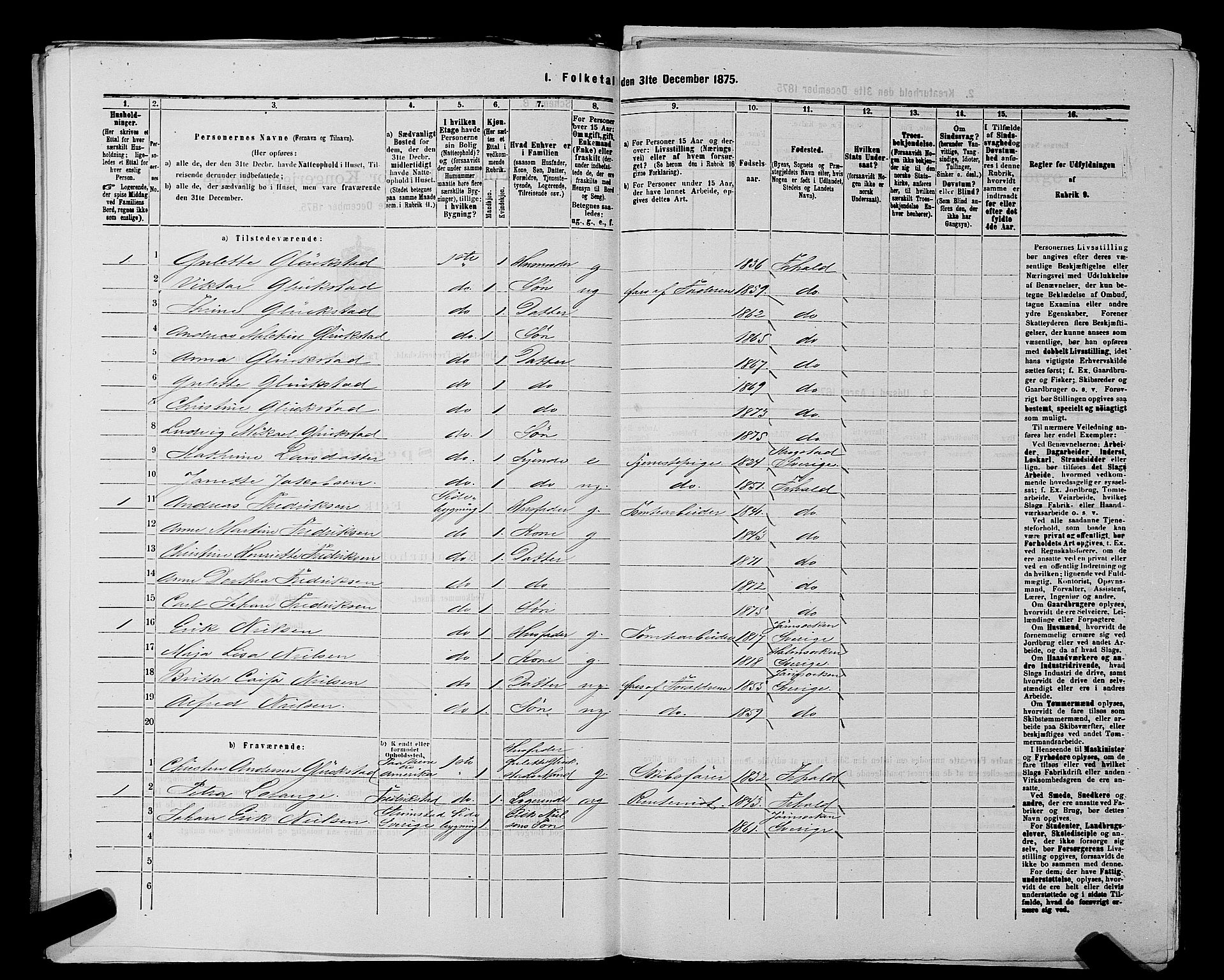 RA, 1875 census for 0101P Fredrikshald, 1875, p. 532