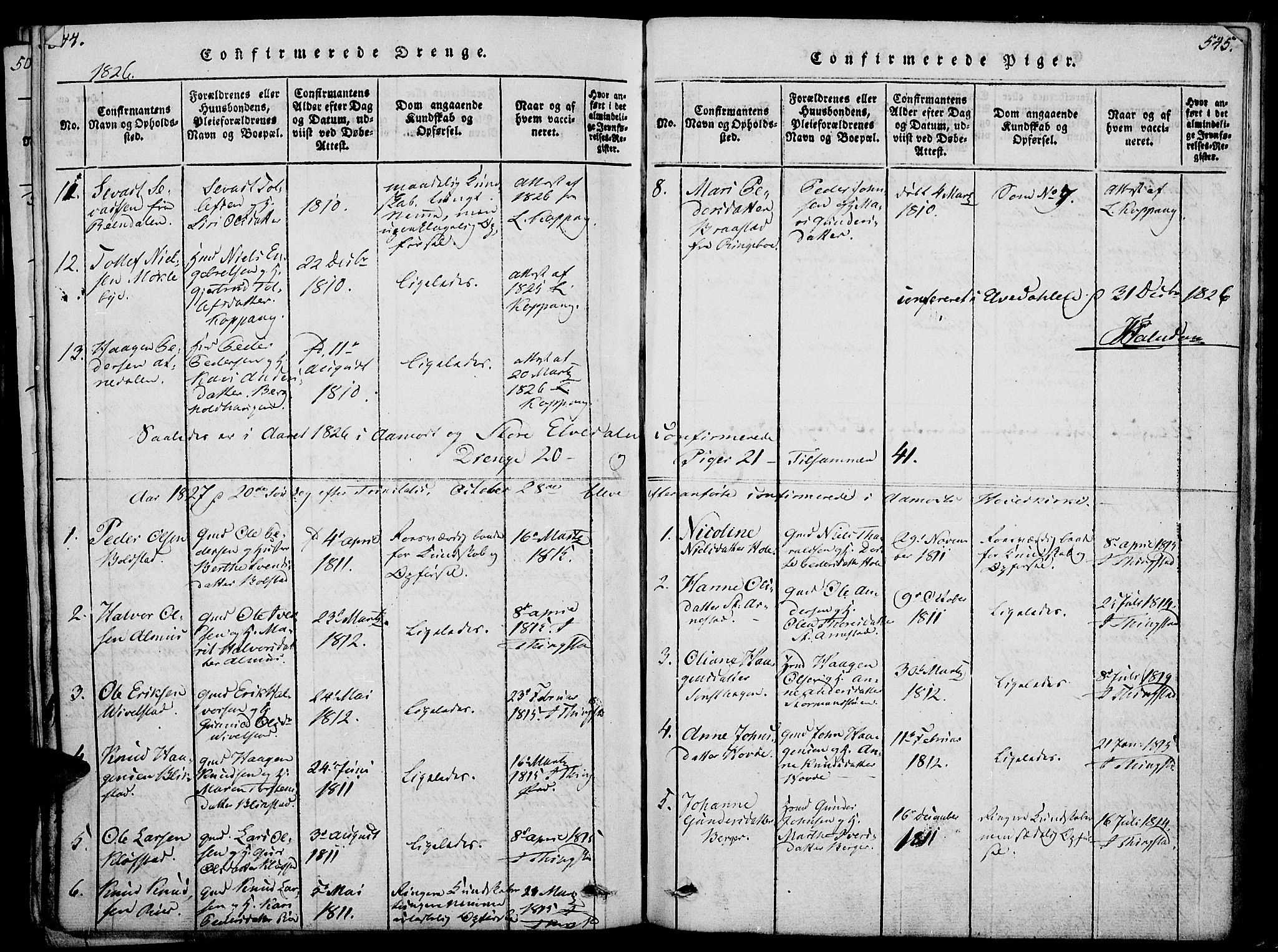 Åmot prestekontor, Hedmark, AV/SAH-PREST-056/H/Ha/Haa/L0005: Parish register (official) no. 5, 1815-1841, p. 544-545