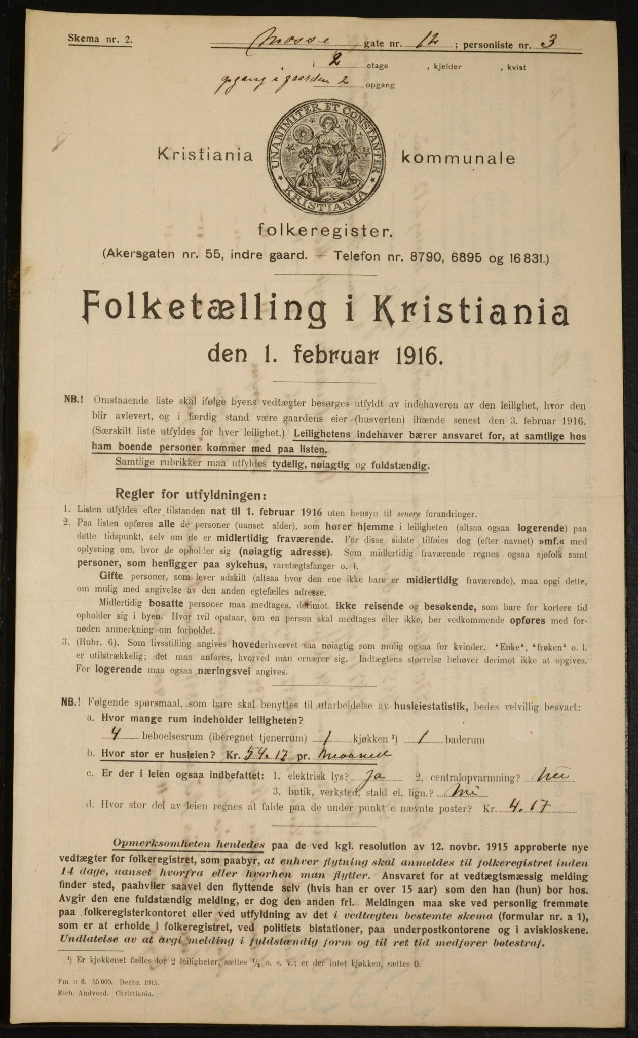 OBA, Municipal Census 1916 for Kristiania, 1916, p. 67556