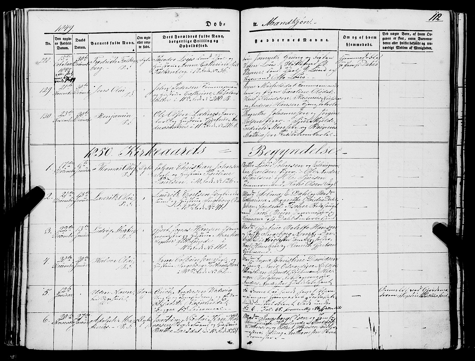 Domkirken sokneprestembete, SAB/A-74801/H/Haa/L0019: Parish register (official) no. B 2, 1841-1851, p. 112