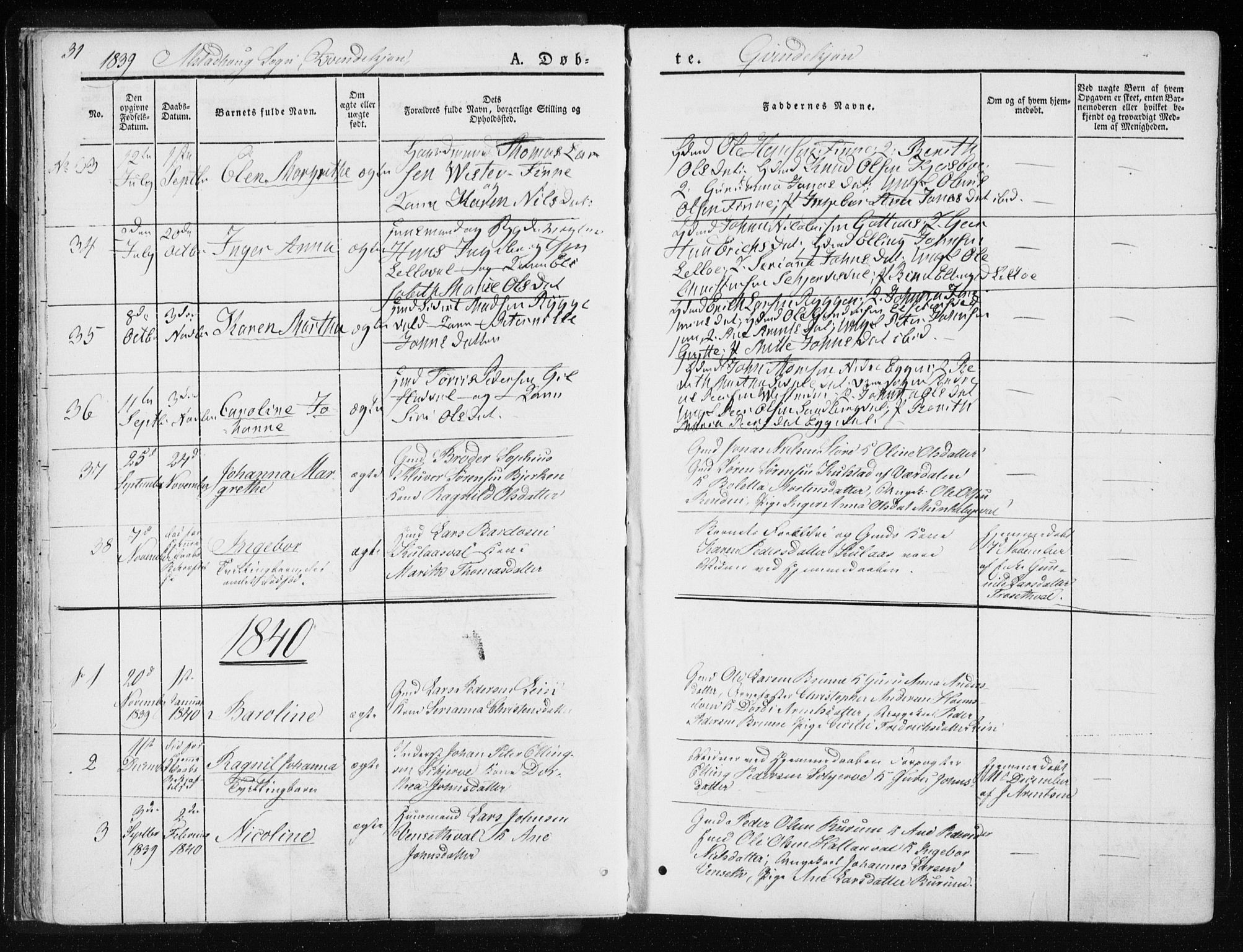 Ministerialprotokoller, klokkerbøker og fødselsregistre - Nord-Trøndelag, SAT/A-1458/717/L0154: Parish register (official) no. 717A06 /1, 1836-1849, p. 31