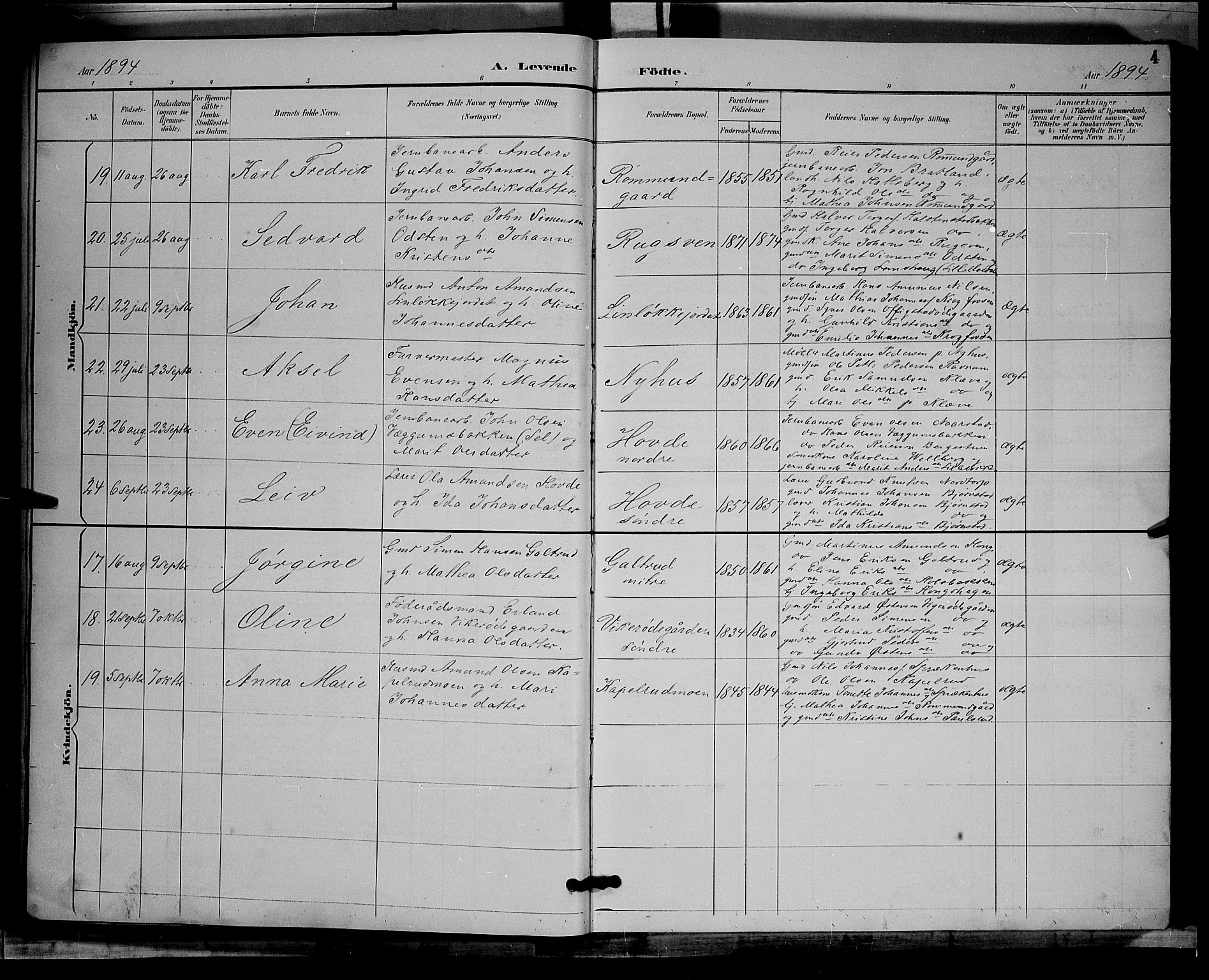 Øyer prestekontor, SAH/PREST-084/H/Ha/Hab/L0004: Parish register (copy) no. 4, 1894-1905, p. 4