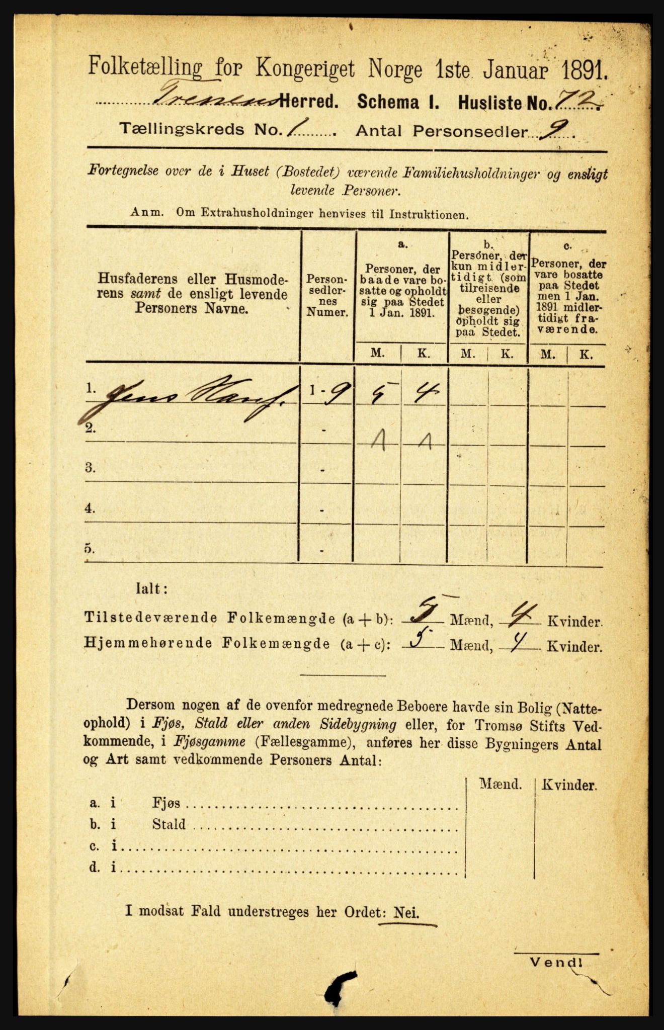 RA, 1891 census for 1835 Træna, 1891, p. 80