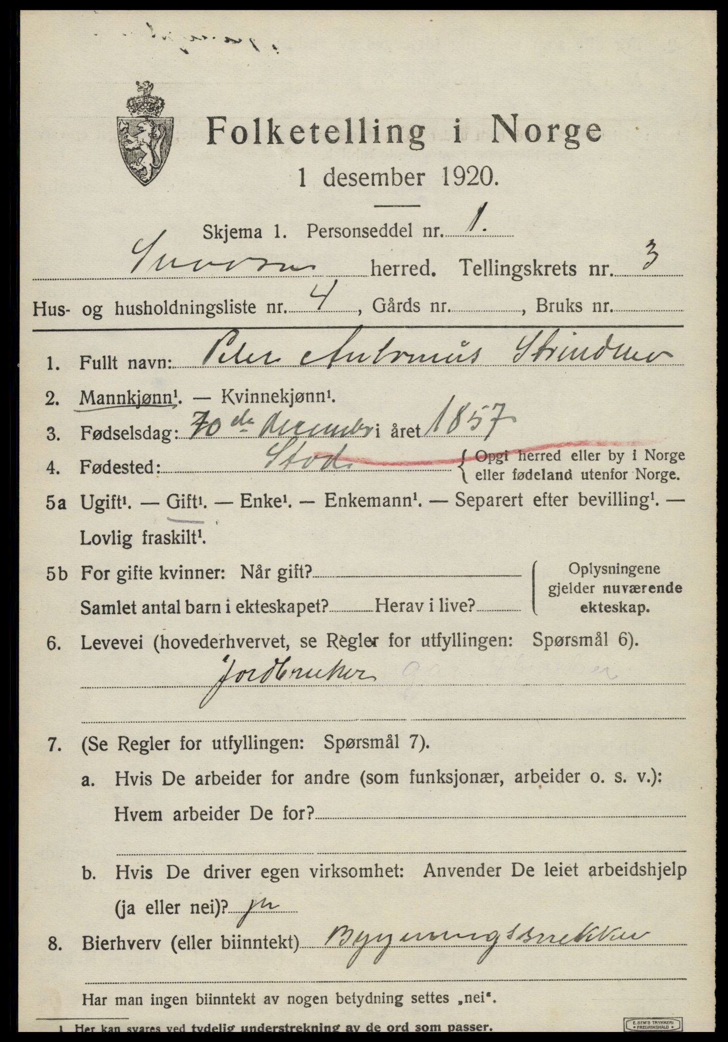 SAT, 1920 census for Snåsa, 1920, p. 1568