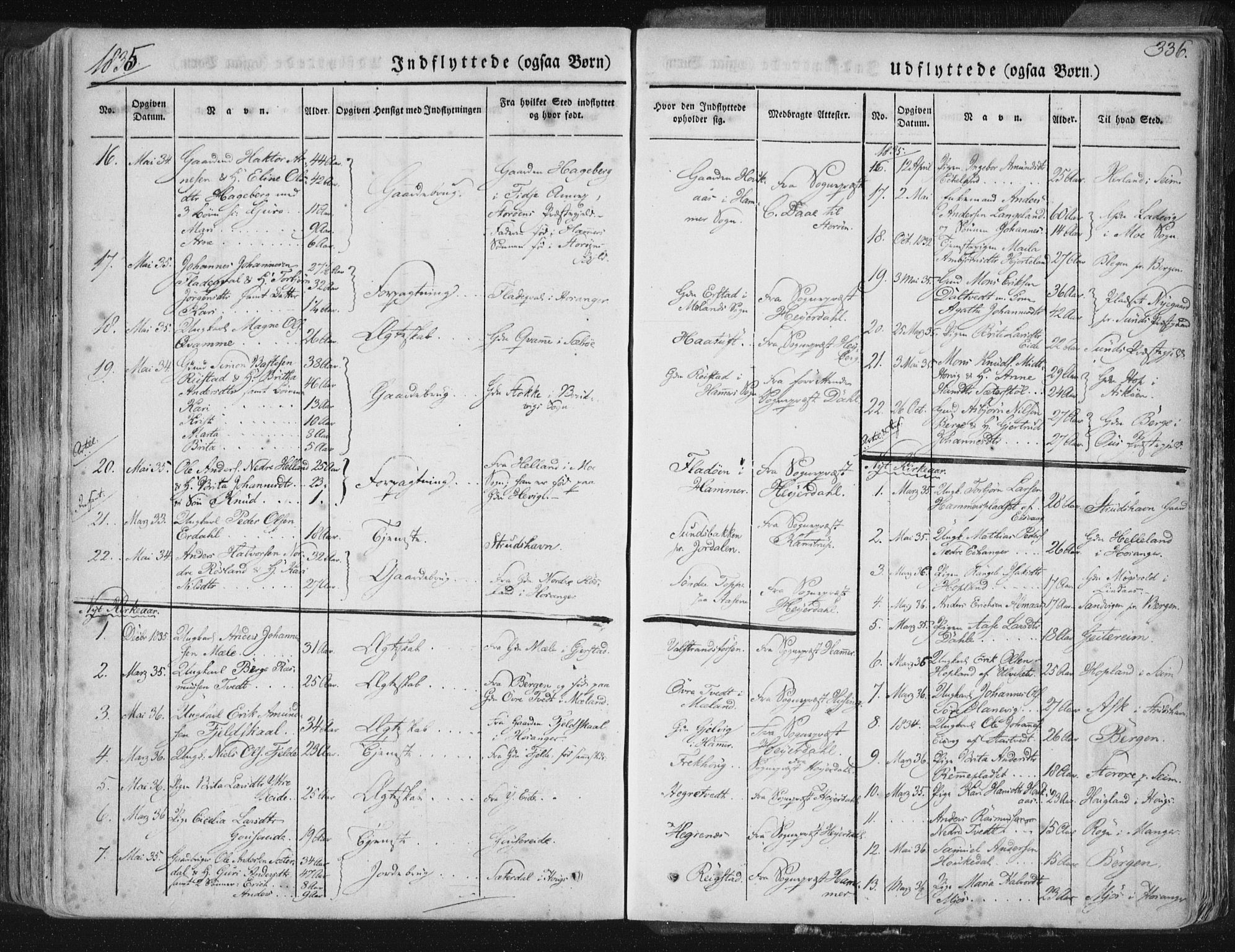Hamre sokneprestembete, SAB/A-75501/H/Ha/Haa/Haaa/L0012: Parish register (official) no. A 12, 1834-1845, p. 336