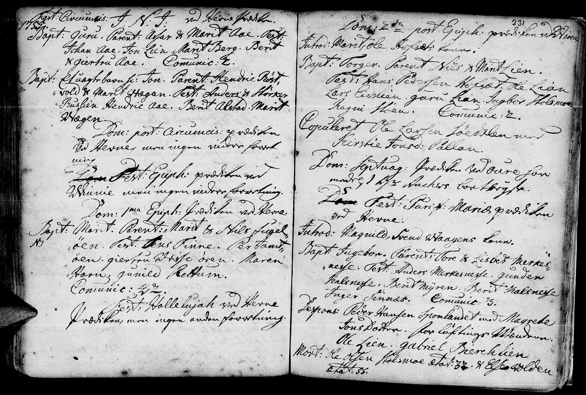 Ministerialprotokoller, klokkerbøker og fødselsregistre - Sør-Trøndelag, SAT/A-1456/630/L0488: Parish register (official) no. 630A01, 1717-1756, p. 230-231