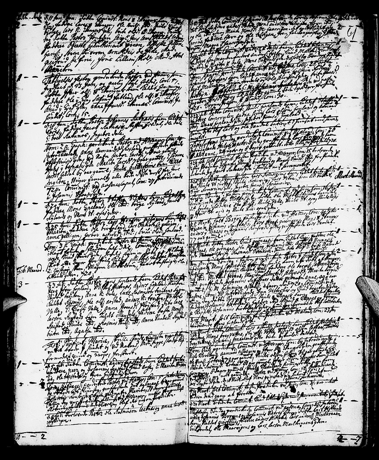 Hamre sokneprestembete, SAB/A-75501/H/Ha/Haa/Haaa/L0003: Parish register (official) no. A 3, 1708-1726, p. 61
