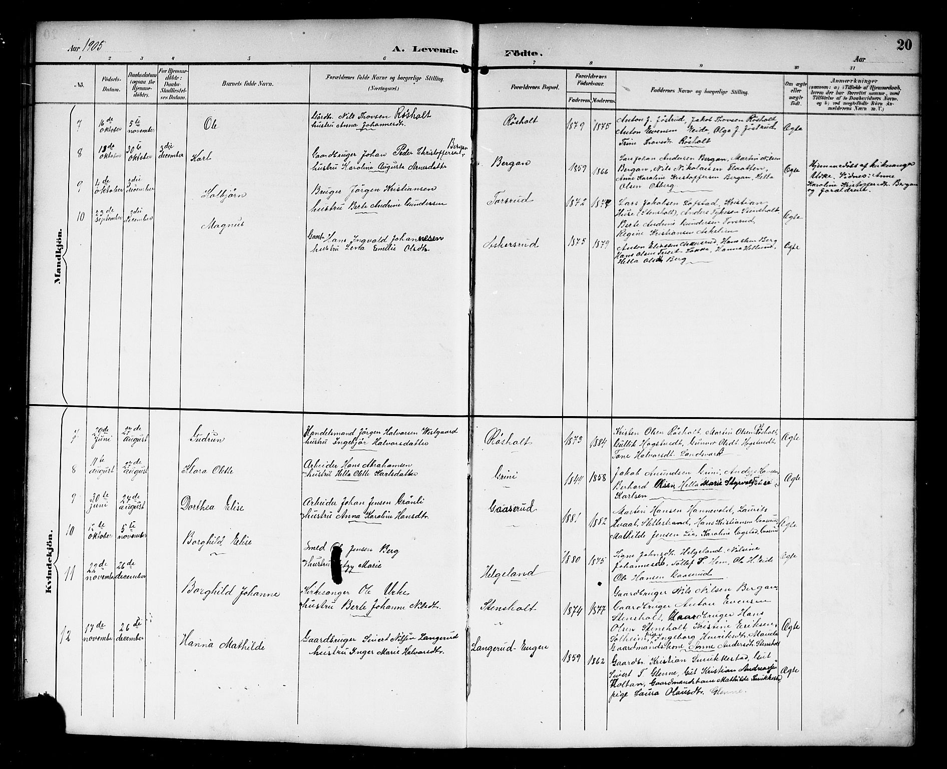 Lardal kirkebøker, AV/SAKO-A-350/G/Gc/L0002: Parish register (copy) no. III 2, 1894-1918, p. 20