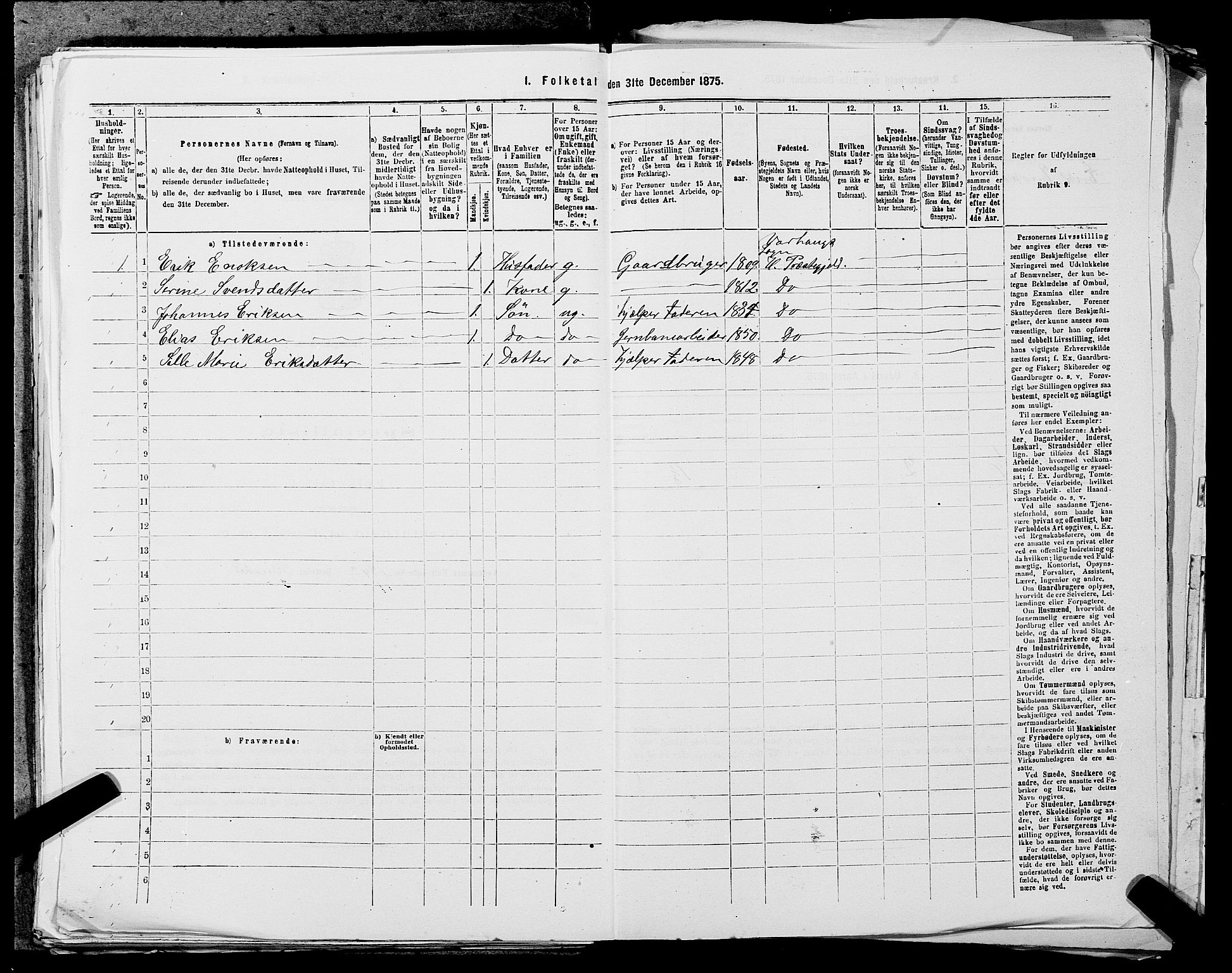 SAST, 1875 census for 1119P Hå, 1875, p. 716