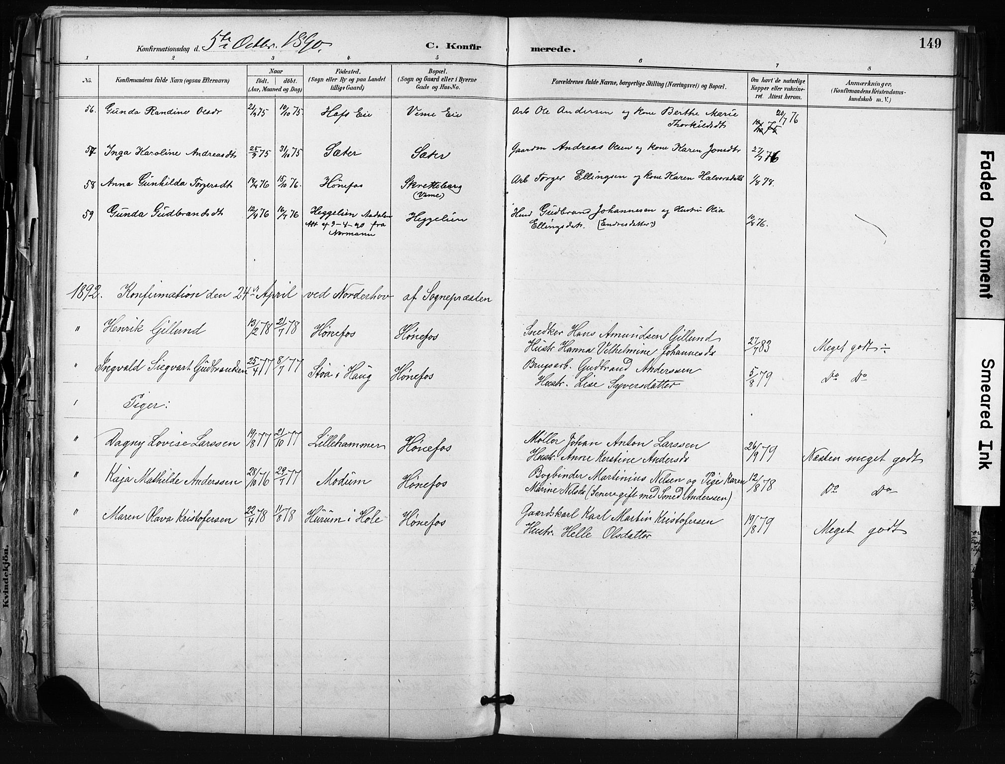 Hønefoss kirkebøker, AV/SAKO-A-609/F/Fa/L0002: Parish register (official) no. 2, 1887-1906, p. 149