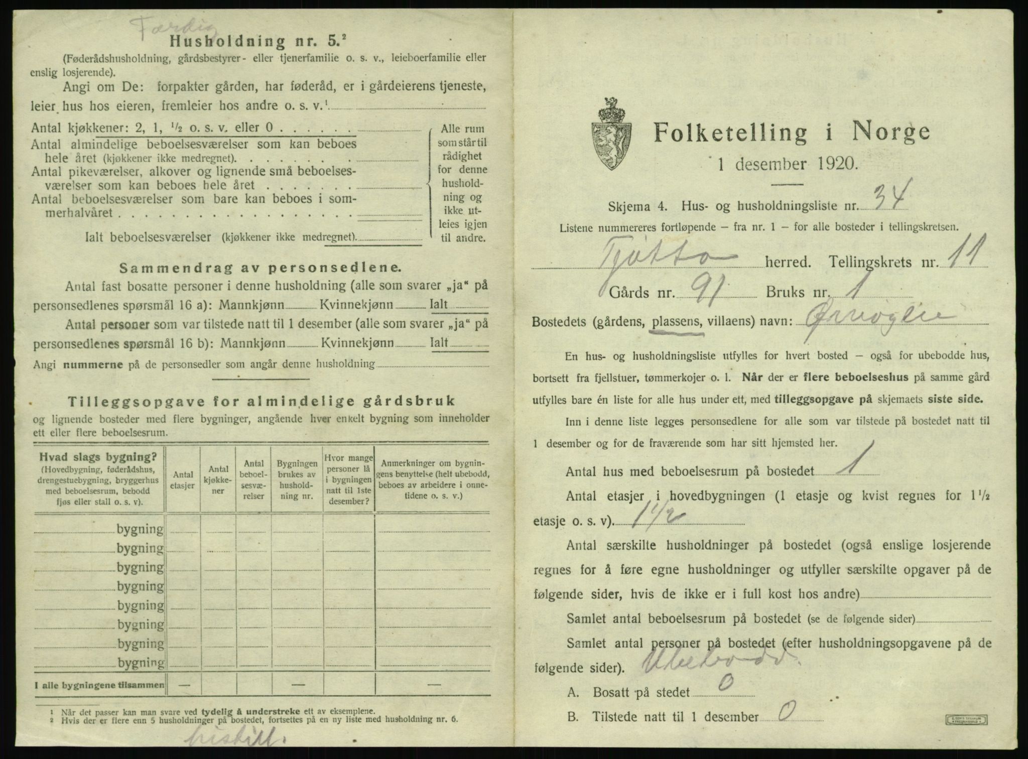 SAT, 1920 census for Tjøtta, 1920, p. 681