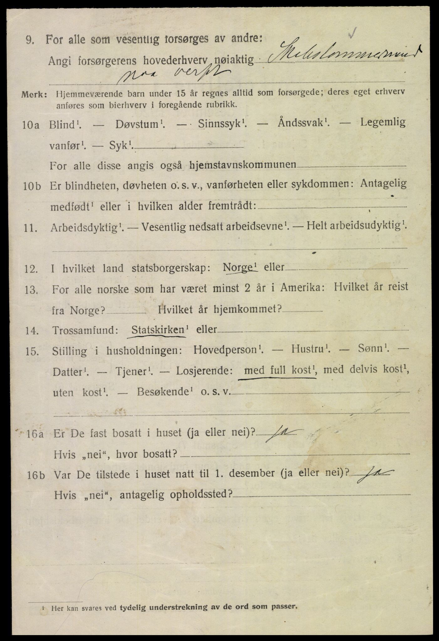 SAK, 1920 census for Vestre Moland, 1920, p. 3336