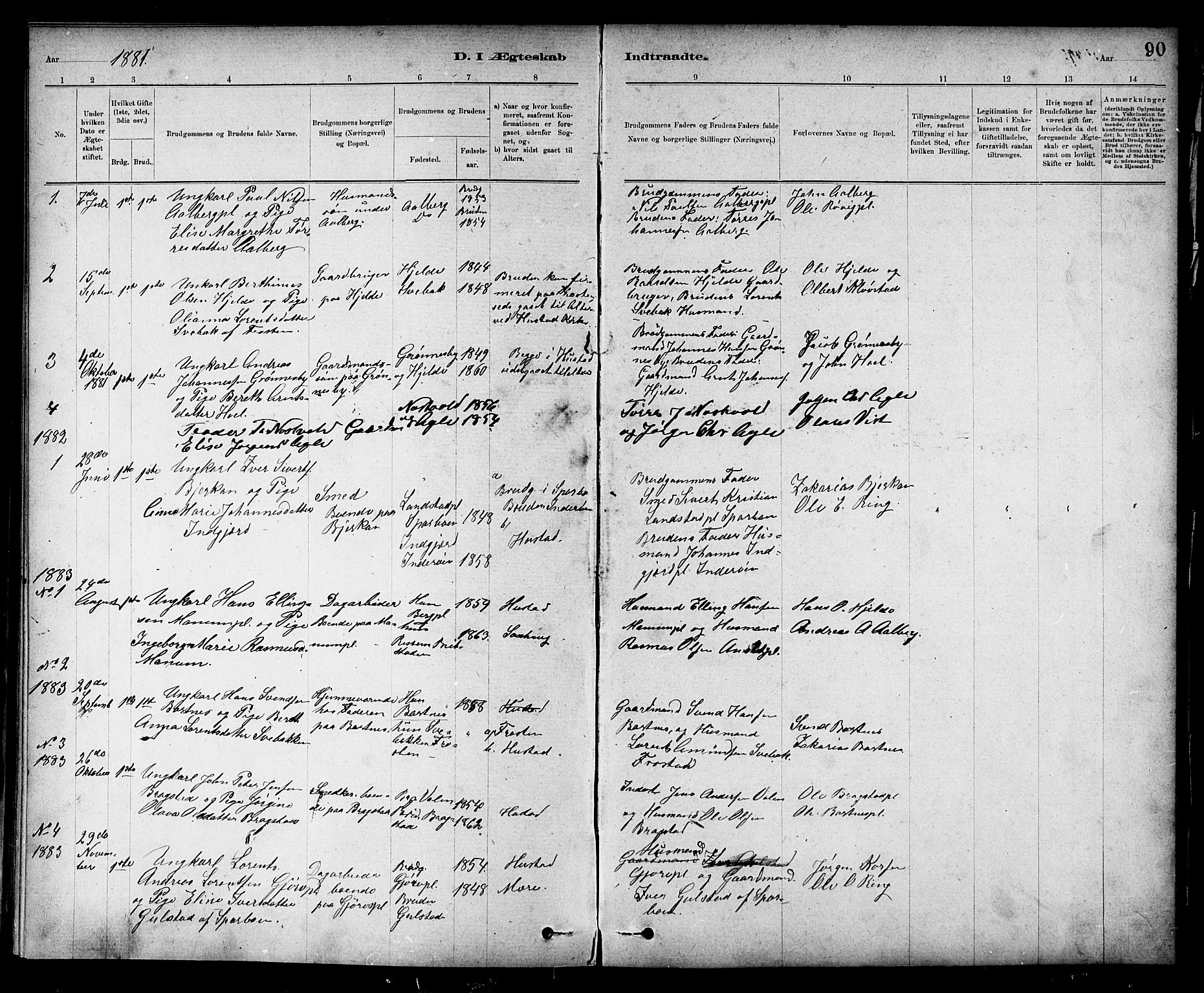 Ministerialprotokoller, klokkerbøker og fødselsregistre - Nord-Trøndelag, SAT/A-1458/732/L0318: Parish register (copy) no. 732C02, 1881-1911, p. 90
