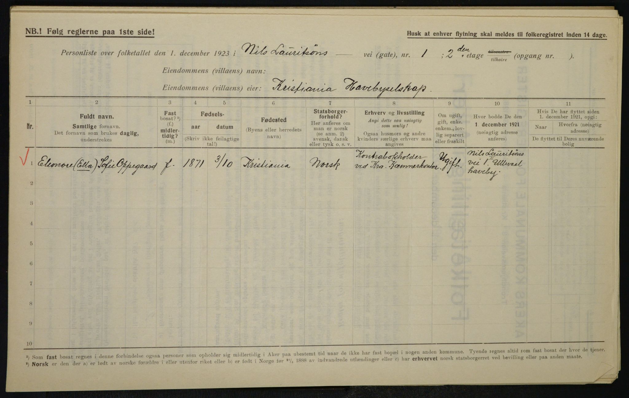 , Municipal Census 1923 for Aker, 1923, p. 21474