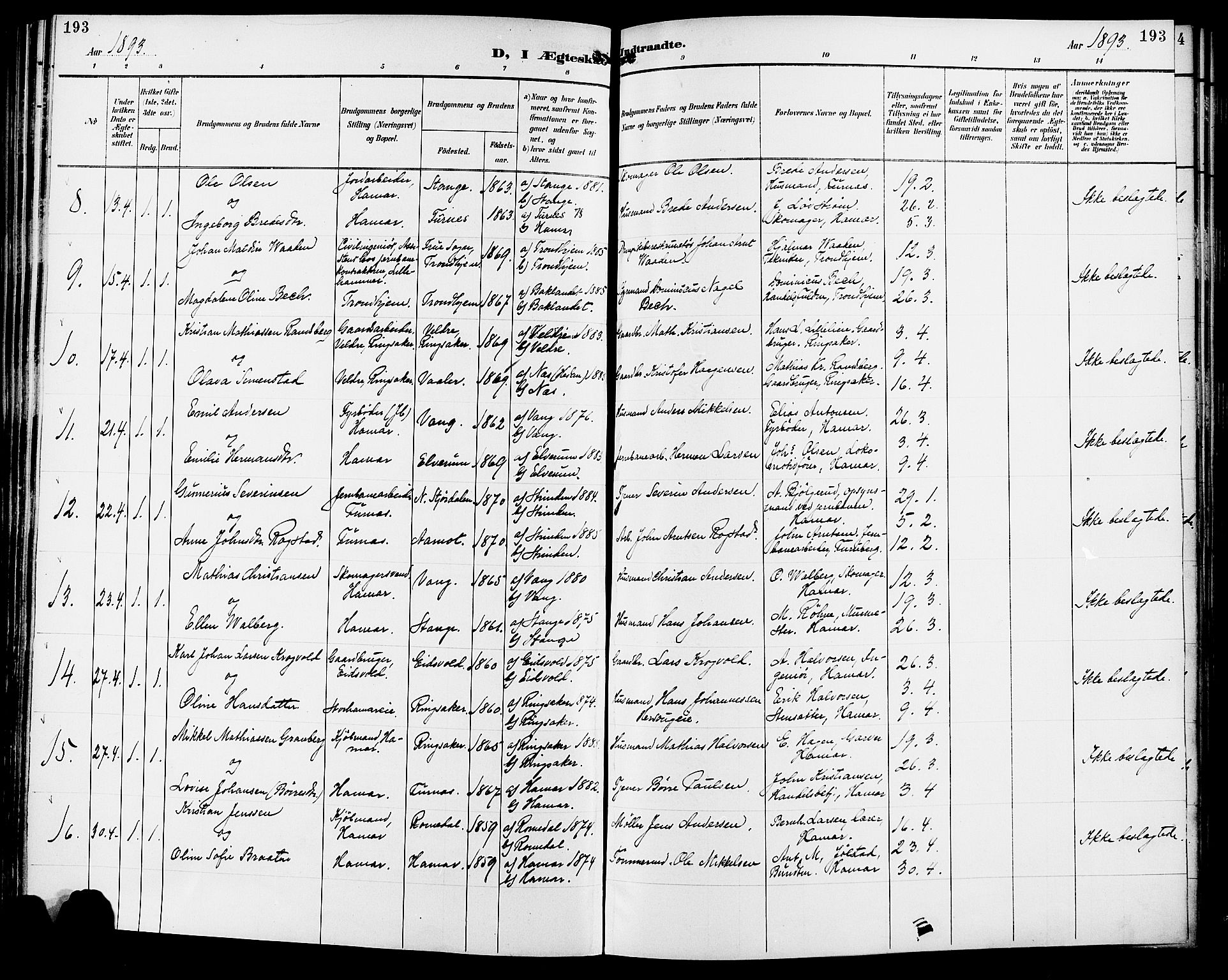 Vang prestekontor, Hedmark, SAH/PREST-008/H/Ha/Haa/L0017: Parish register (official) no. 17, 1890-1899, p. 193