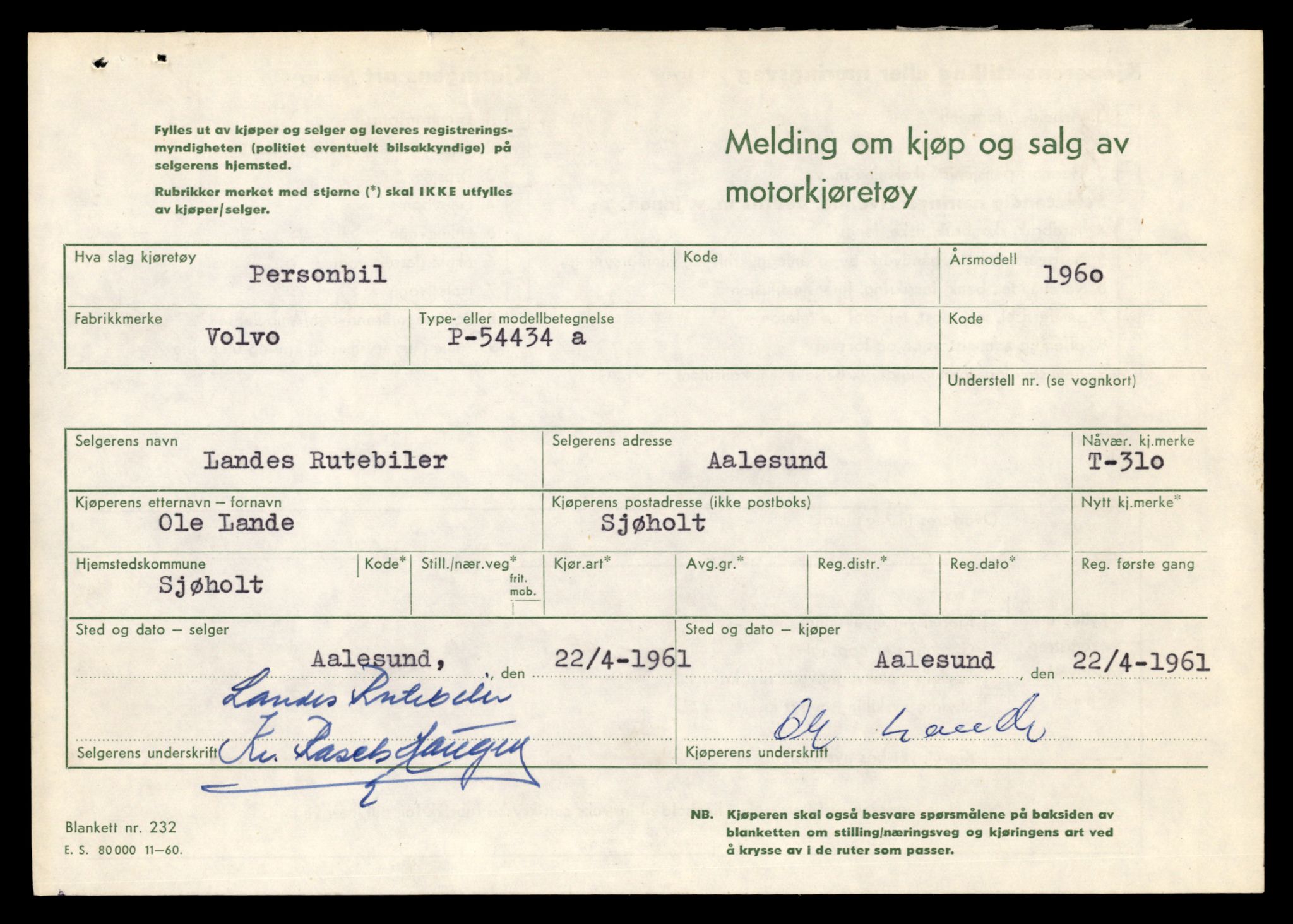 Møre og Romsdal vegkontor - Ålesund trafikkstasjon, AV/SAT-A-4099/F/Fe/L0003: Registreringskort for kjøretøy T 232 - T 340, 1927-1998, p. 2212