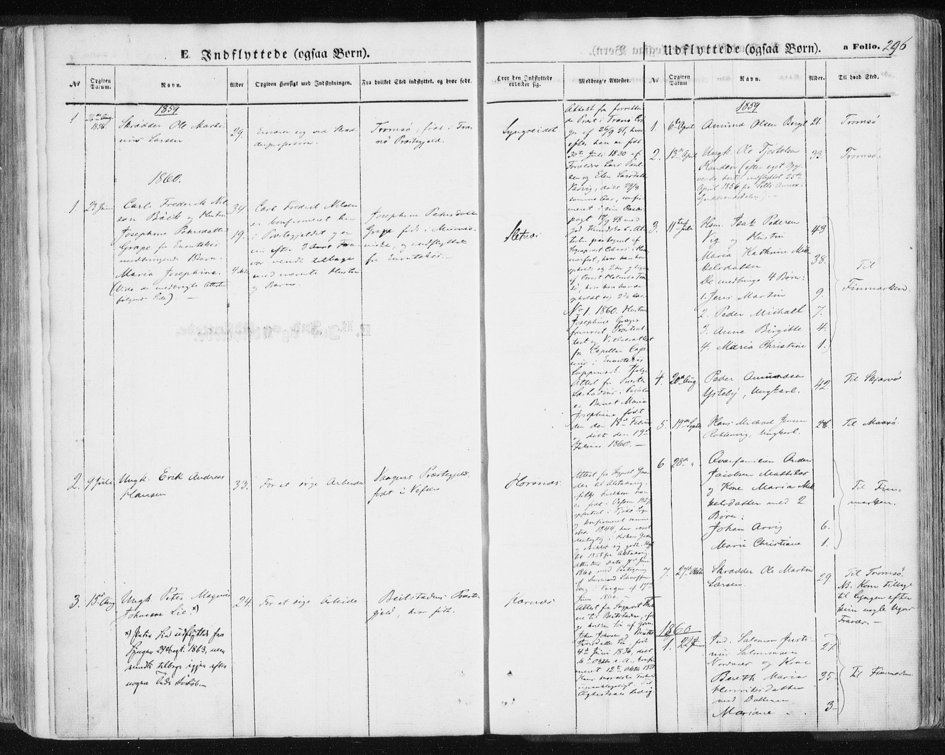 Lyngen sokneprestembete, SATØ/S-1289/H/He/Hea/L0005kirke: Parish register (official) no. 5, 1859-1869, p. 296