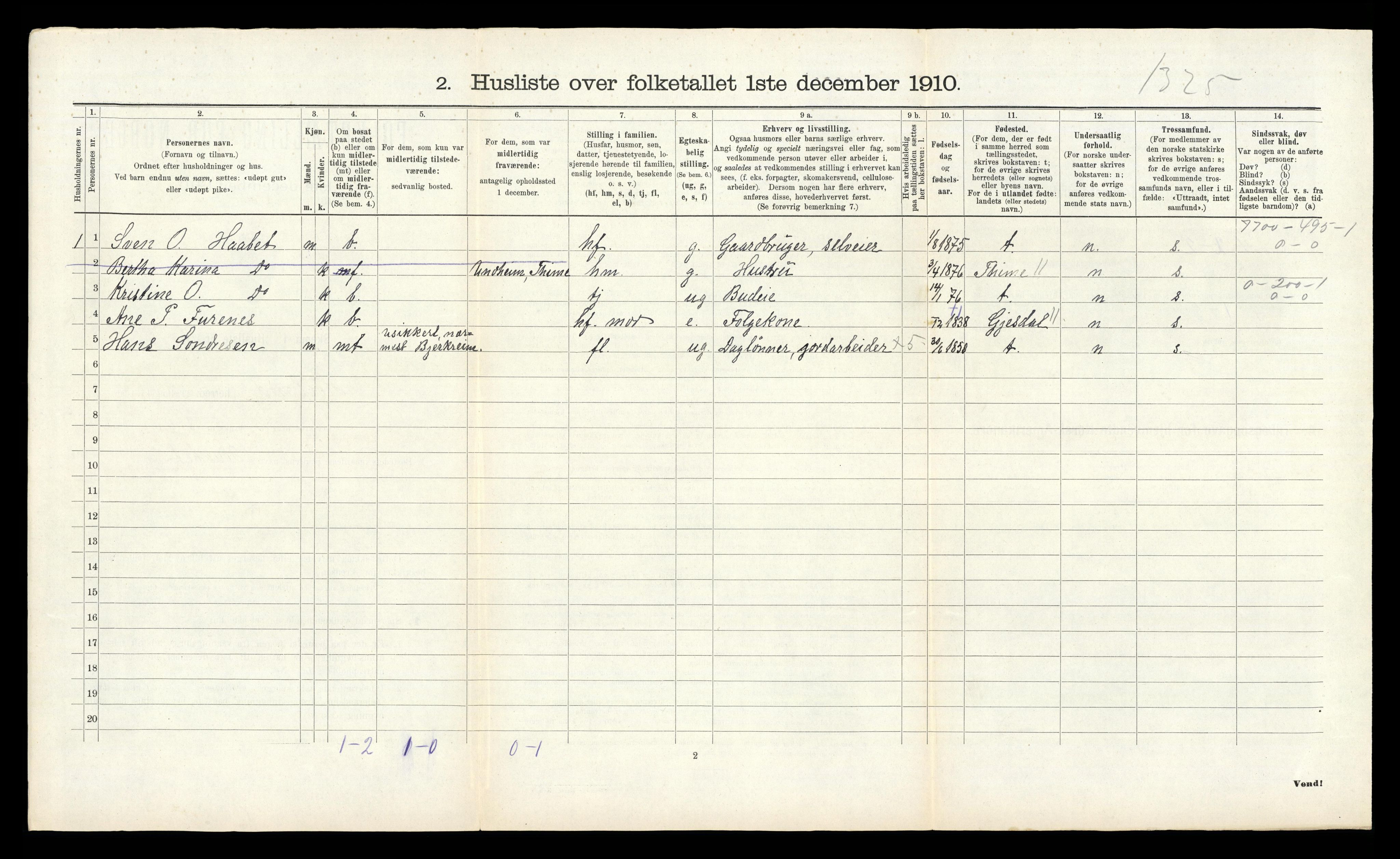 RA, 1910 census for Høyland, 1910, p. 499