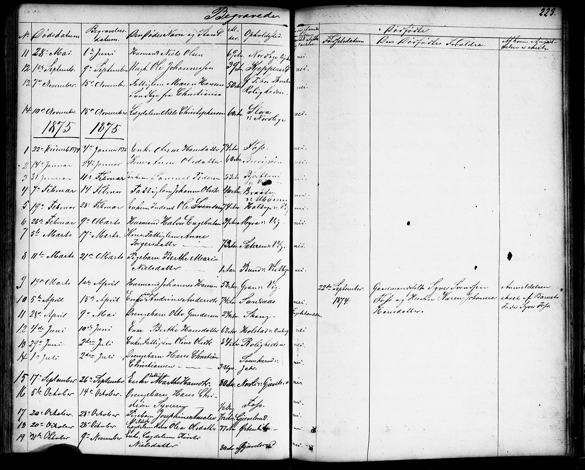Enebakk prestekontor Kirkebøker, AV/SAO-A-10171c/G/Gb/L0001: Parish register (copy) no. II 1, 1859-1890, p. 223