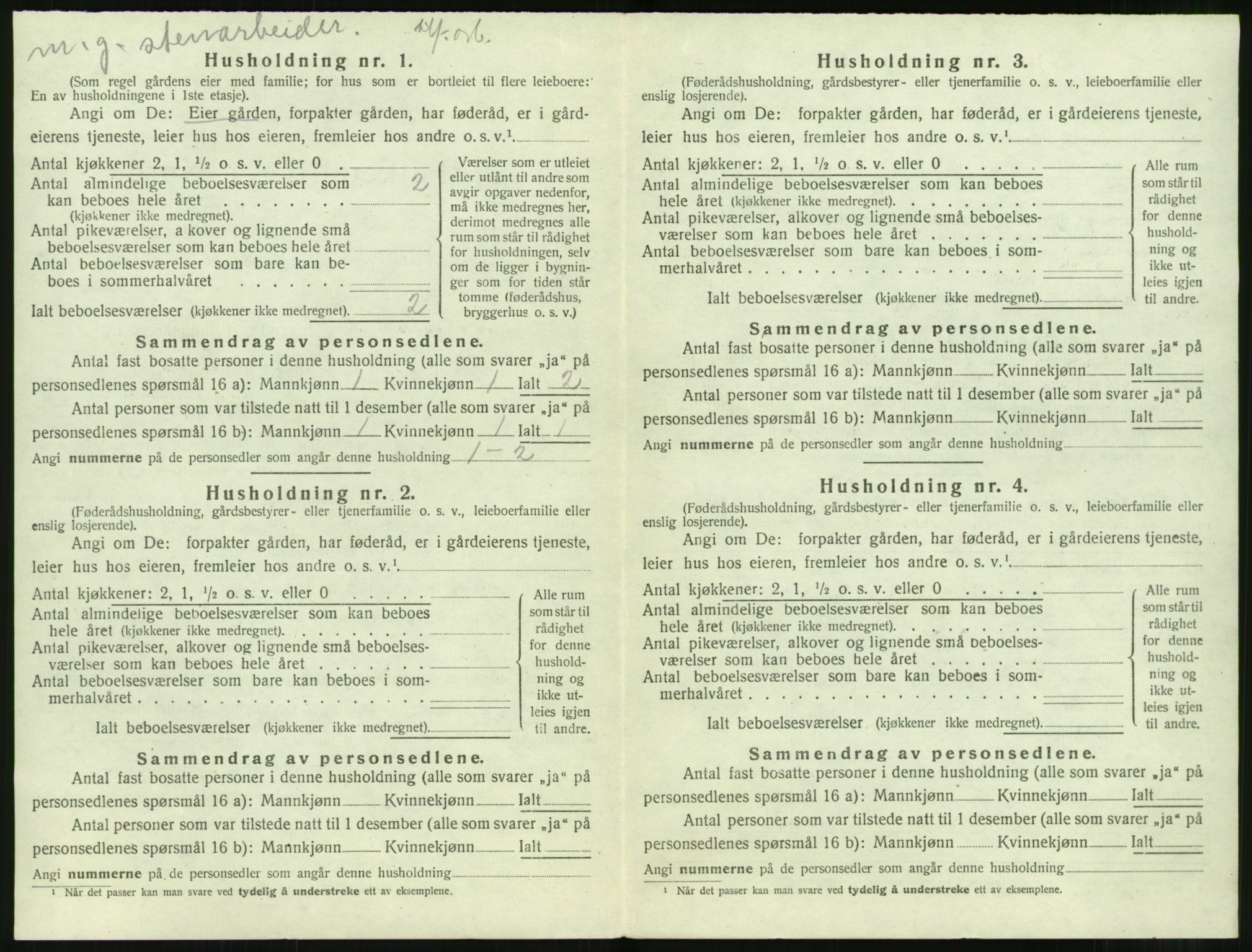 SAT, 1920 census for Sunnylven, 1920, p. 107