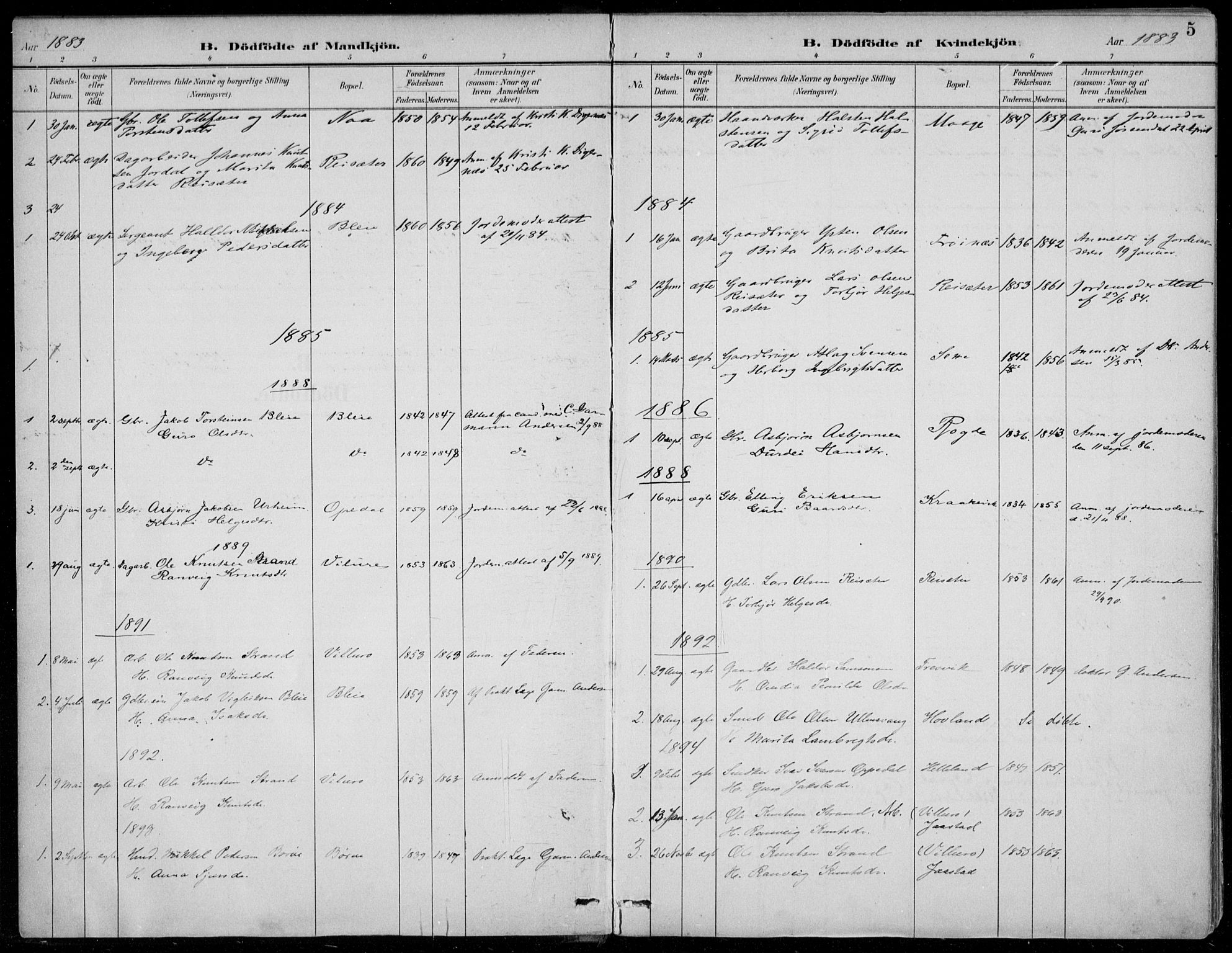 Ullensvang sokneprestembete, AV/SAB-A-78701/H/Haa: Parish register (official) no. B  3, 1882-1911, p. 5