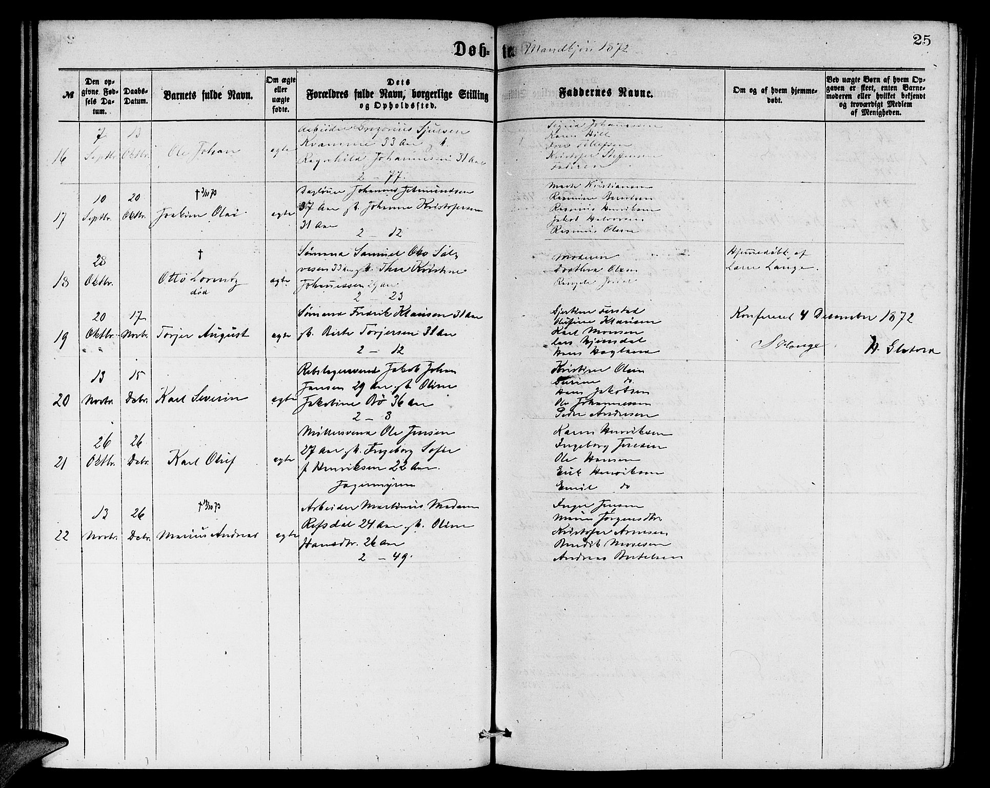 Sandviken Sokneprestembete, AV/SAB-A-77601/H/Hb: Parish register (copy) no. A 1, 1867-1879, p. 25