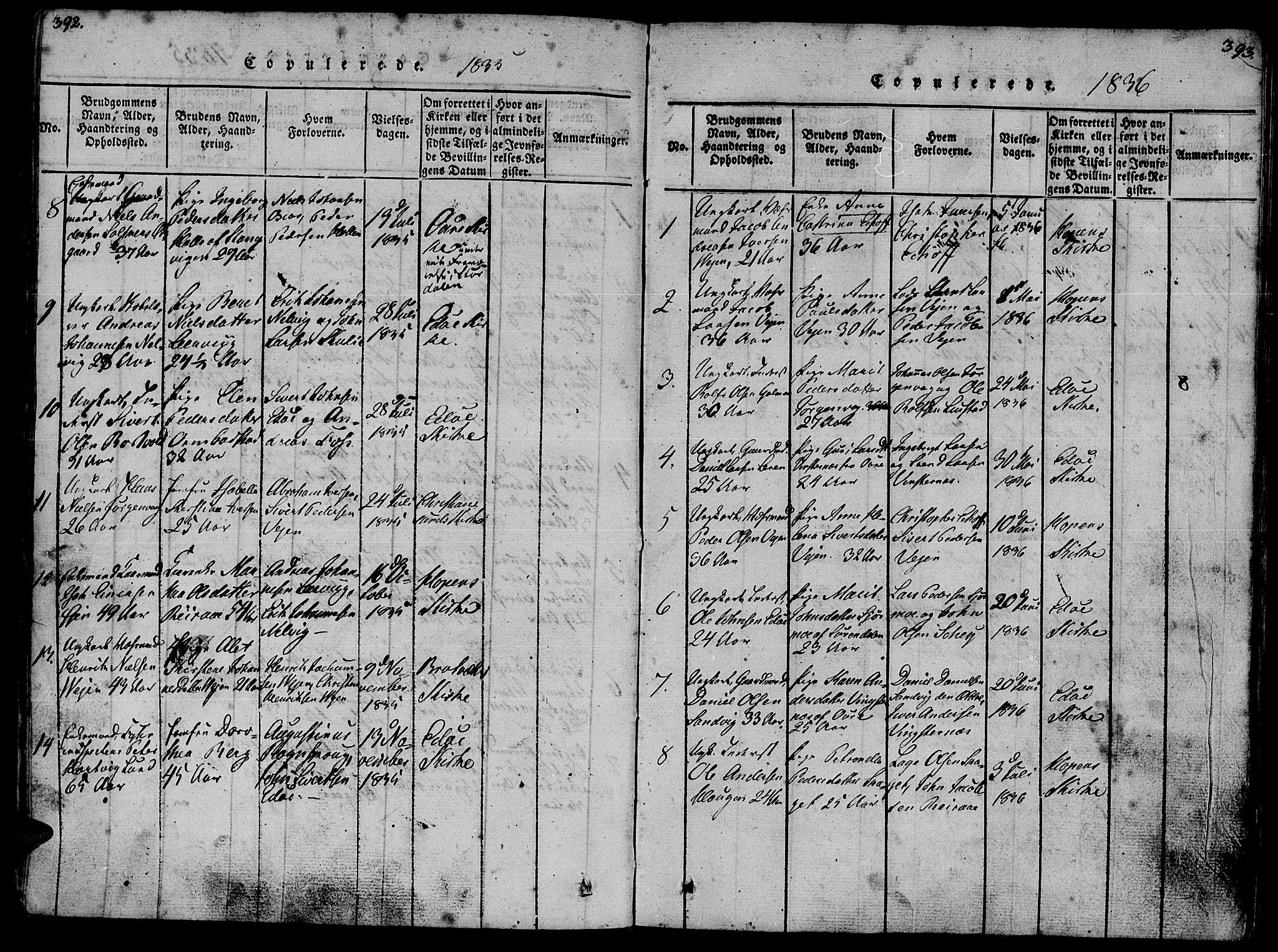 Ministerialprotokoller, klokkerbøker og fødselsregistre - Møre og Romsdal, SAT/A-1454/581/L0933: Parish register (official) no. 581A03 /1, 1819-1836, p. 392-393