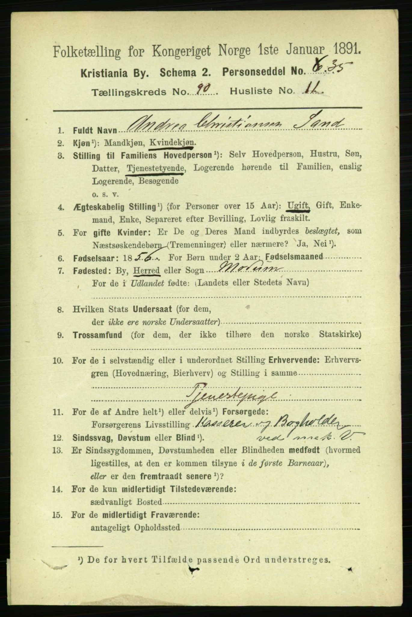 RA, 1891 census for 0301 Kristiania, 1891, p. 44598