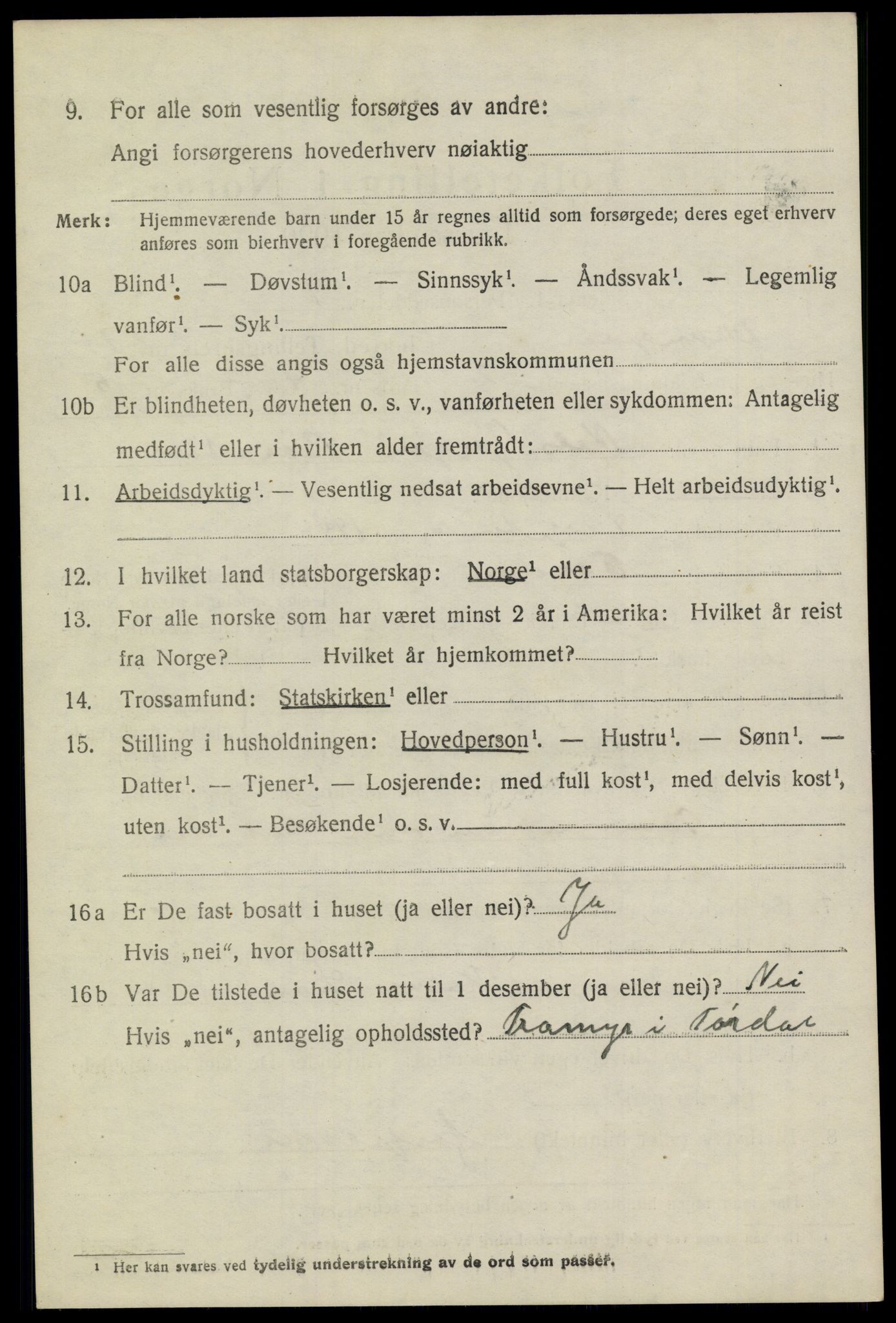 SAKO, 1920 census for Drangedal, 1920, p. 7288