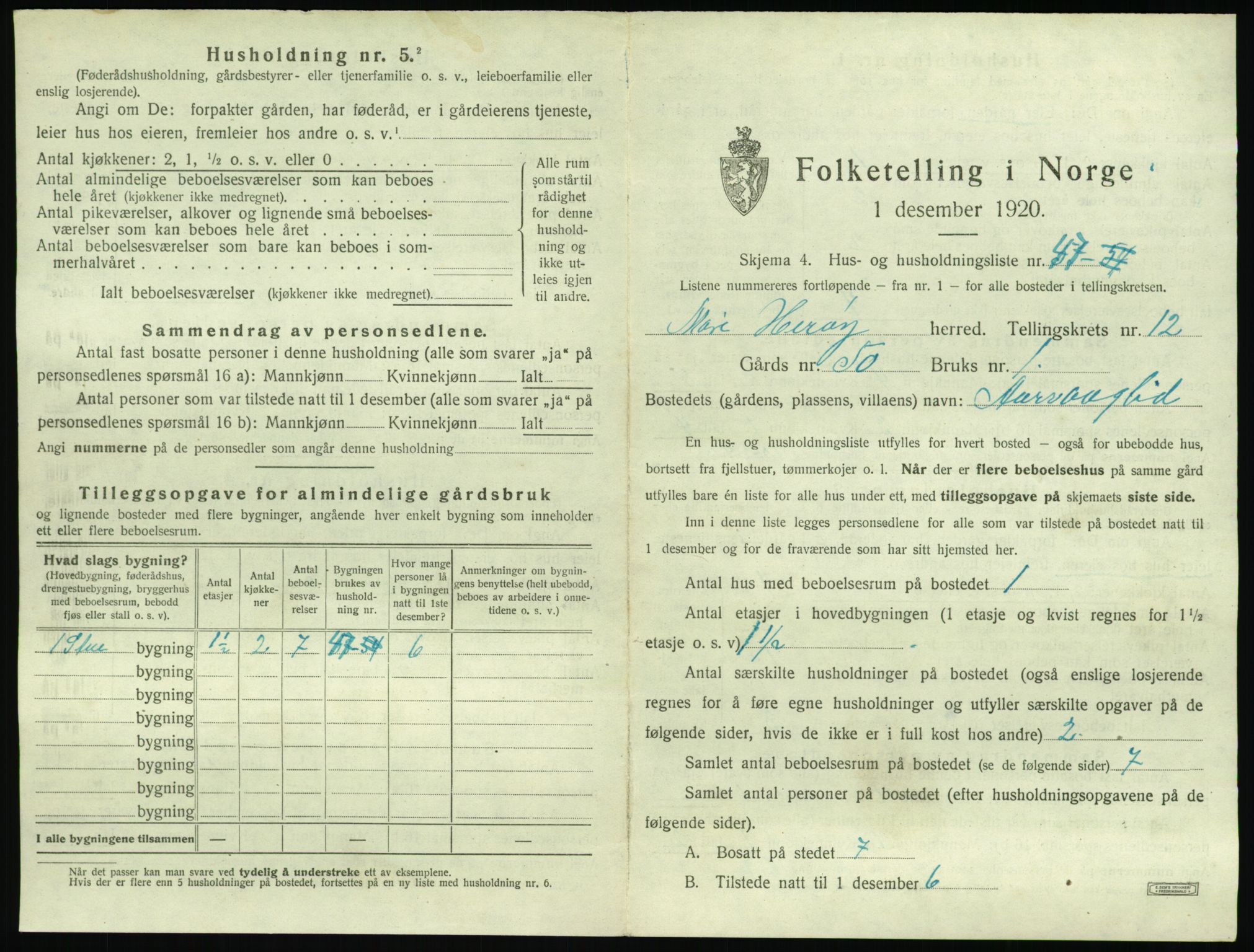 SAT, 1920 census for Herøy (MR), 1920, p. 1007