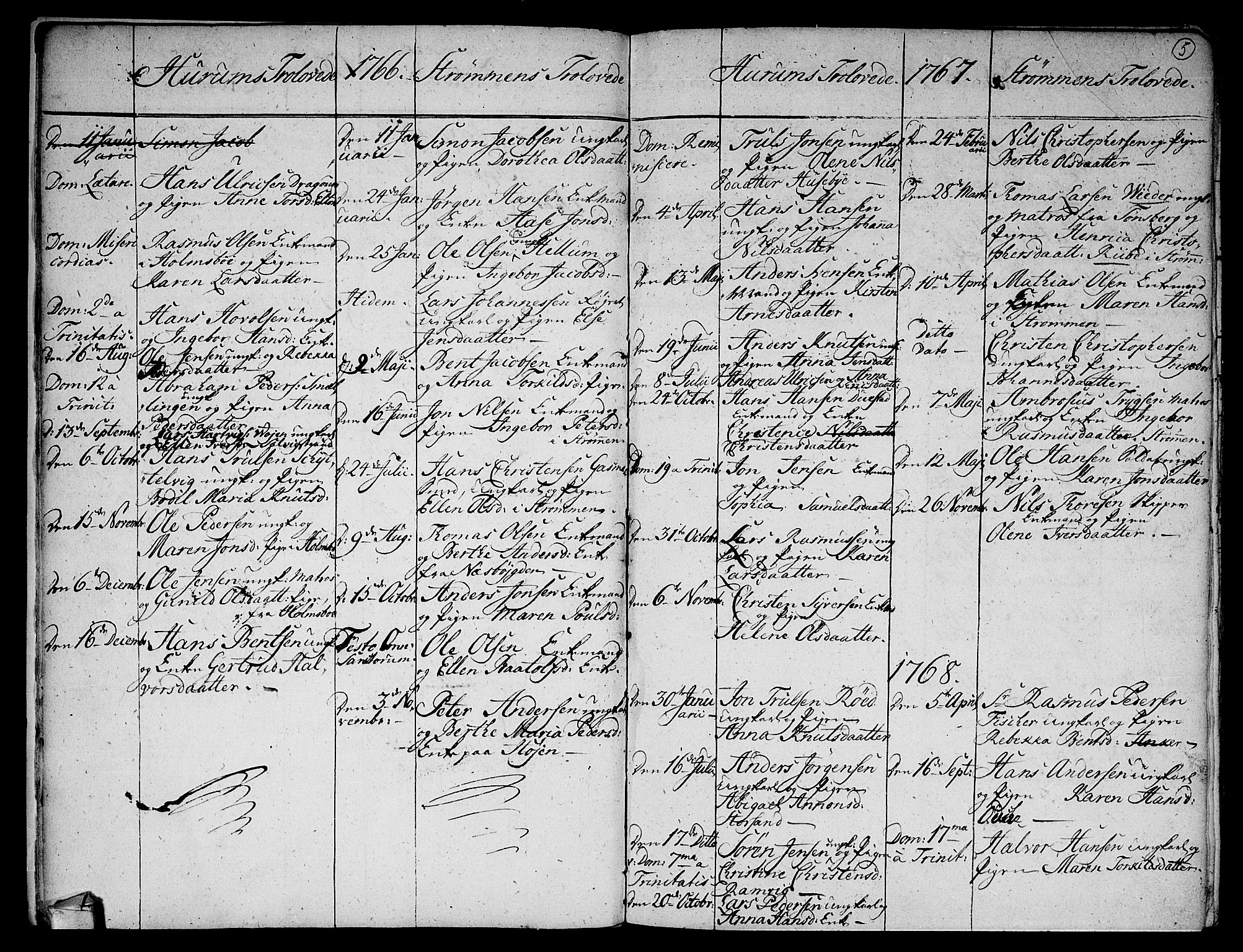 Hurum kirkebøker, SAKO/A-229/F/Fa/L0006: Parish register (official) no. 6, 1756-1770, p. 5