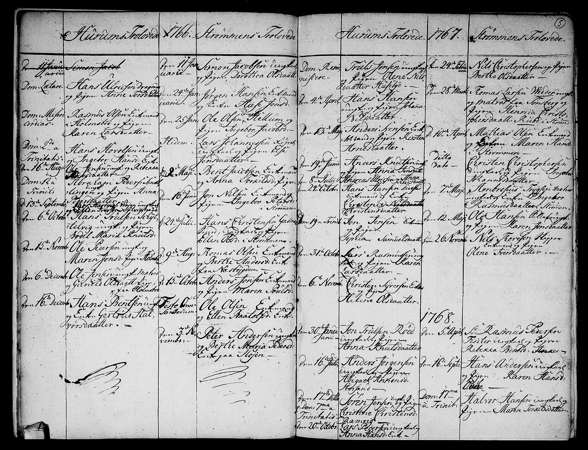 Hurum kirkebøker, AV/SAKO-A-229/F/Fa/L0006: Parish register (official) no. 6, 1756-1770, p. 5