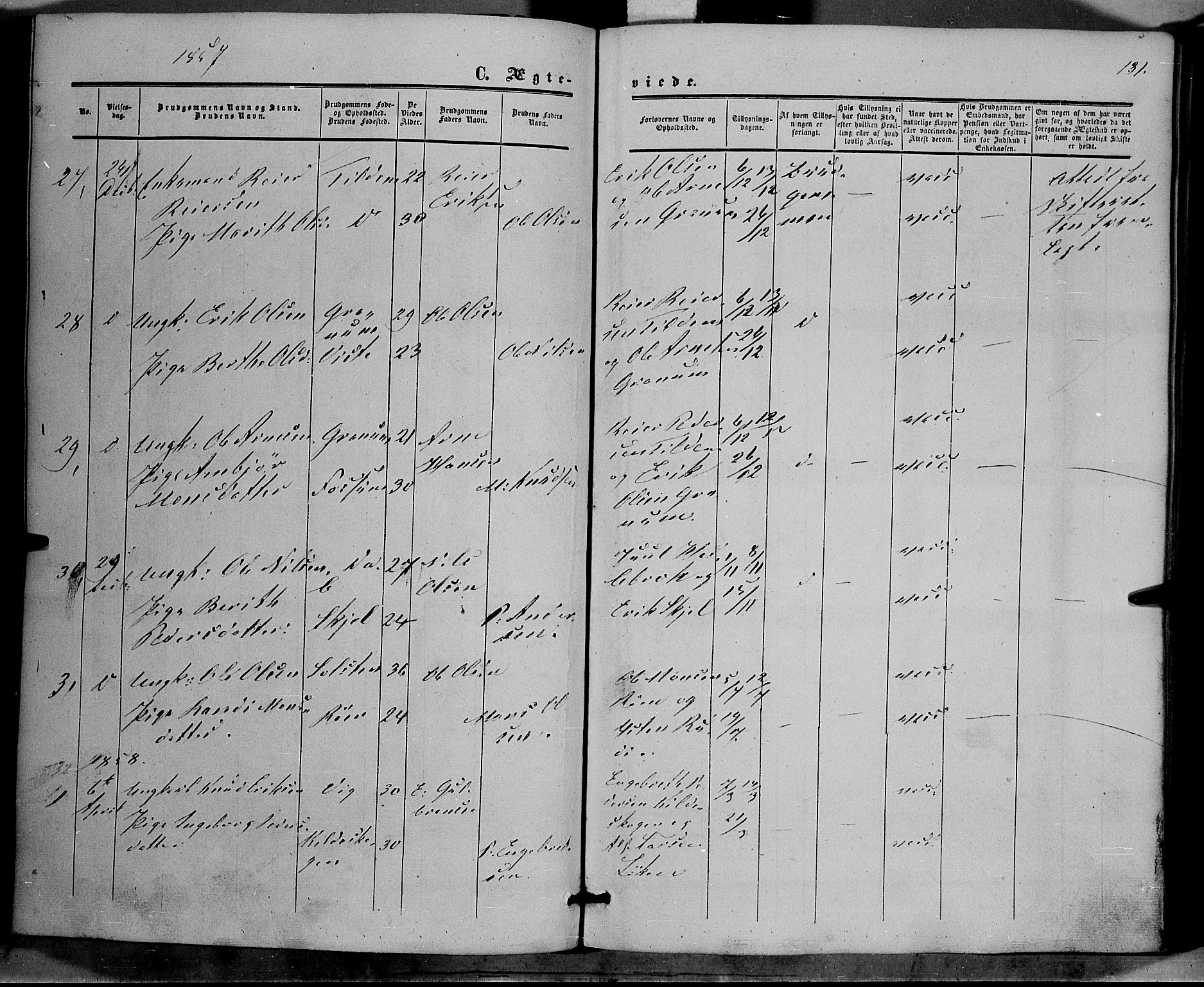 Vestre Slidre prestekontor, SAH/PREST-136/H/Ha/Haa/L0002: Parish register (official) no. 2, 1856-1864, p. 131