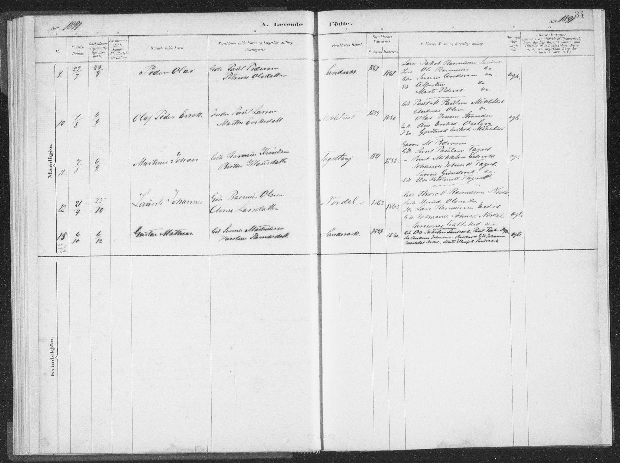 Ministerialprotokoller, klokkerbøker og fødselsregistre - Møre og Romsdal, AV/SAT-A-1454/502/L0025: Parish register (official) no. 502A03, 1885-1909, p. 34