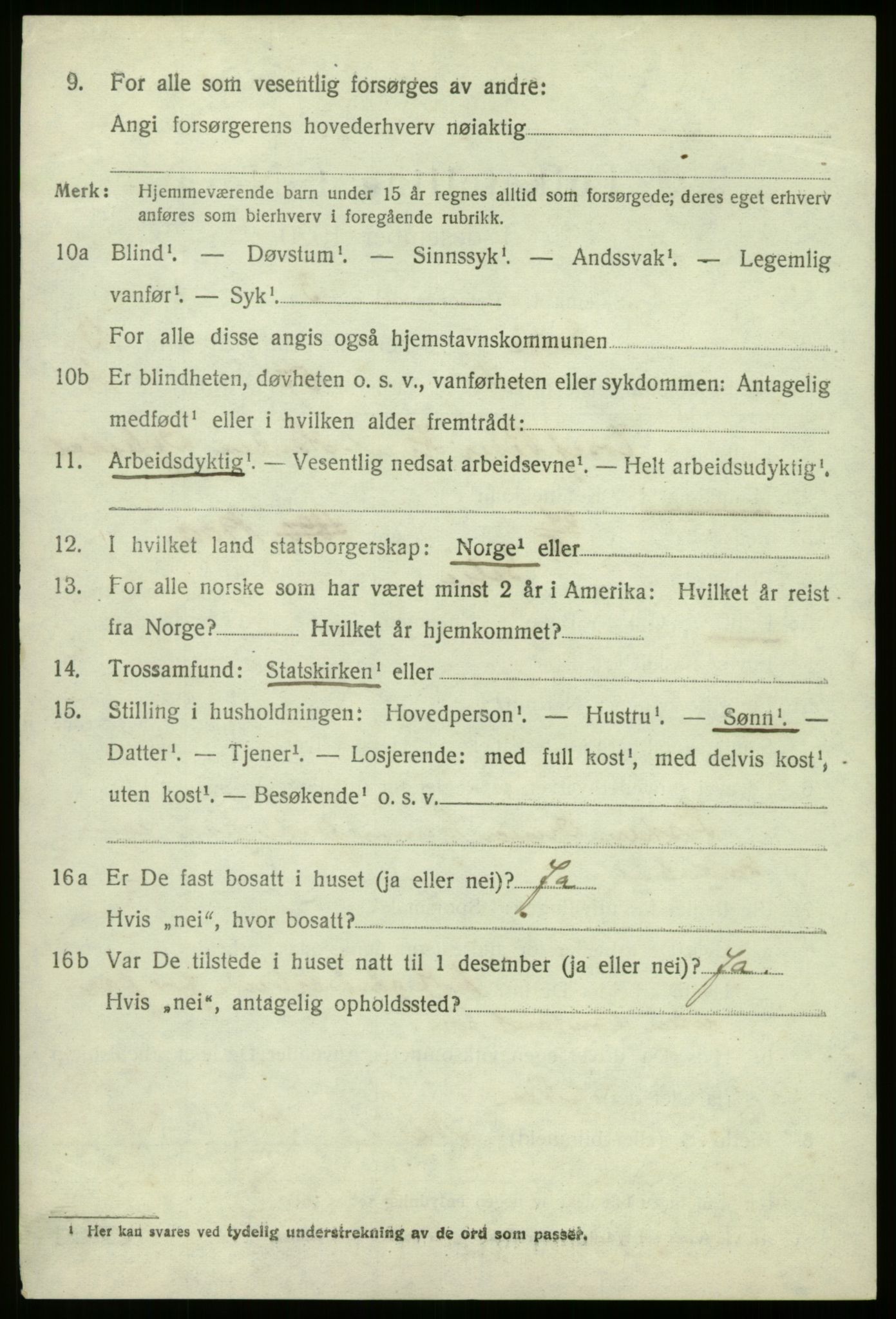 SAB, 1920 census for Selje, 1920, p. 5634